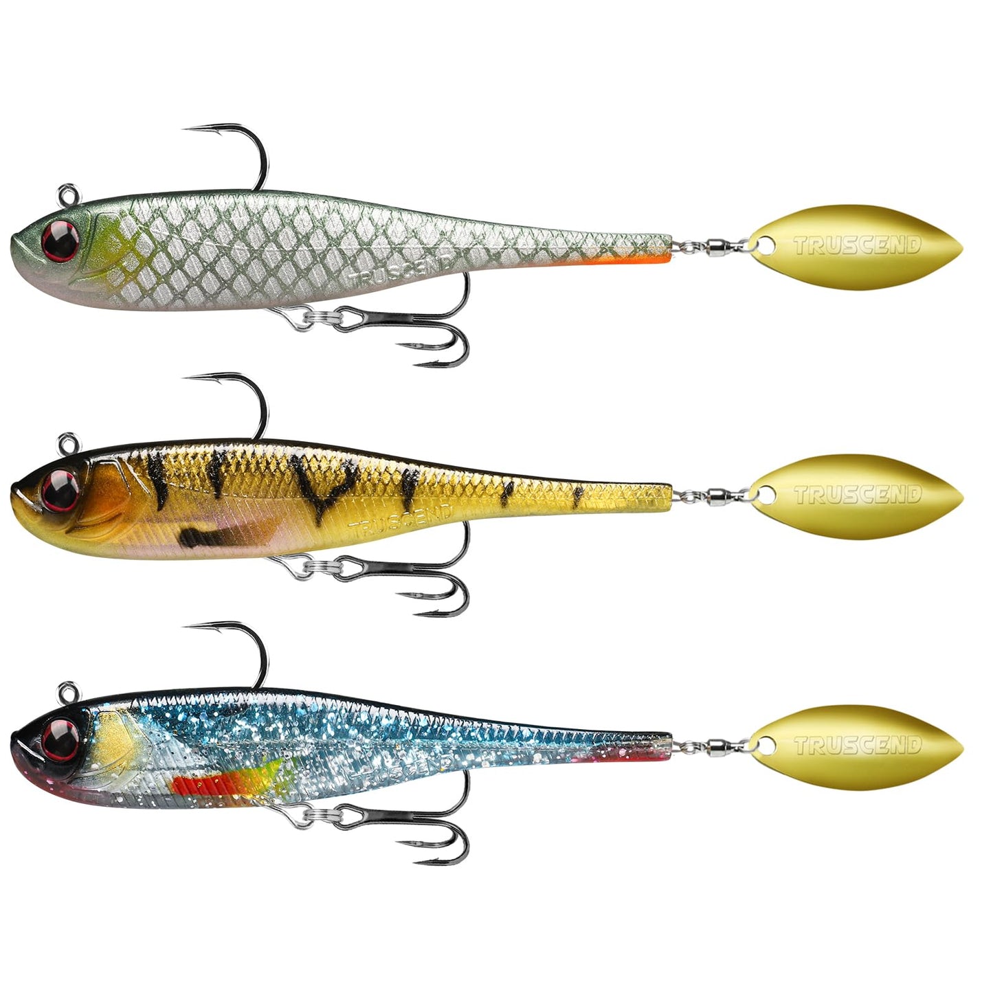 TRUSCEND Easy Catch Pre-Rigged Soft Lures, Vibrating Swim Action, Trembly Sinking Move, Amazing Soft Swimbait for Family Fishing, Well-Made Fishing Lures for Bass Trout Crappie Walleye Pike Redfish