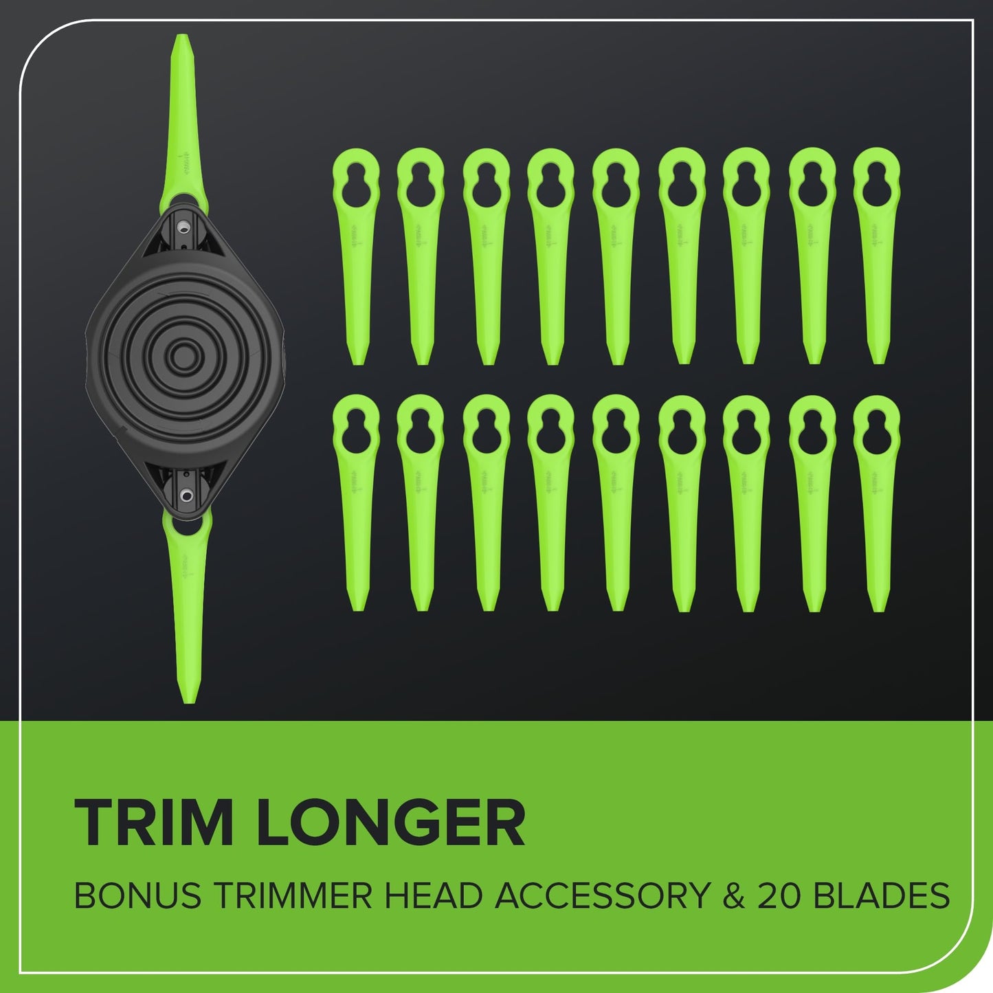 Greenworks 40V 13" Cordless String Trimmer/Weed Wacker + Edger (Includes 20 Blades), 2.0Ah Battery and Charger Included