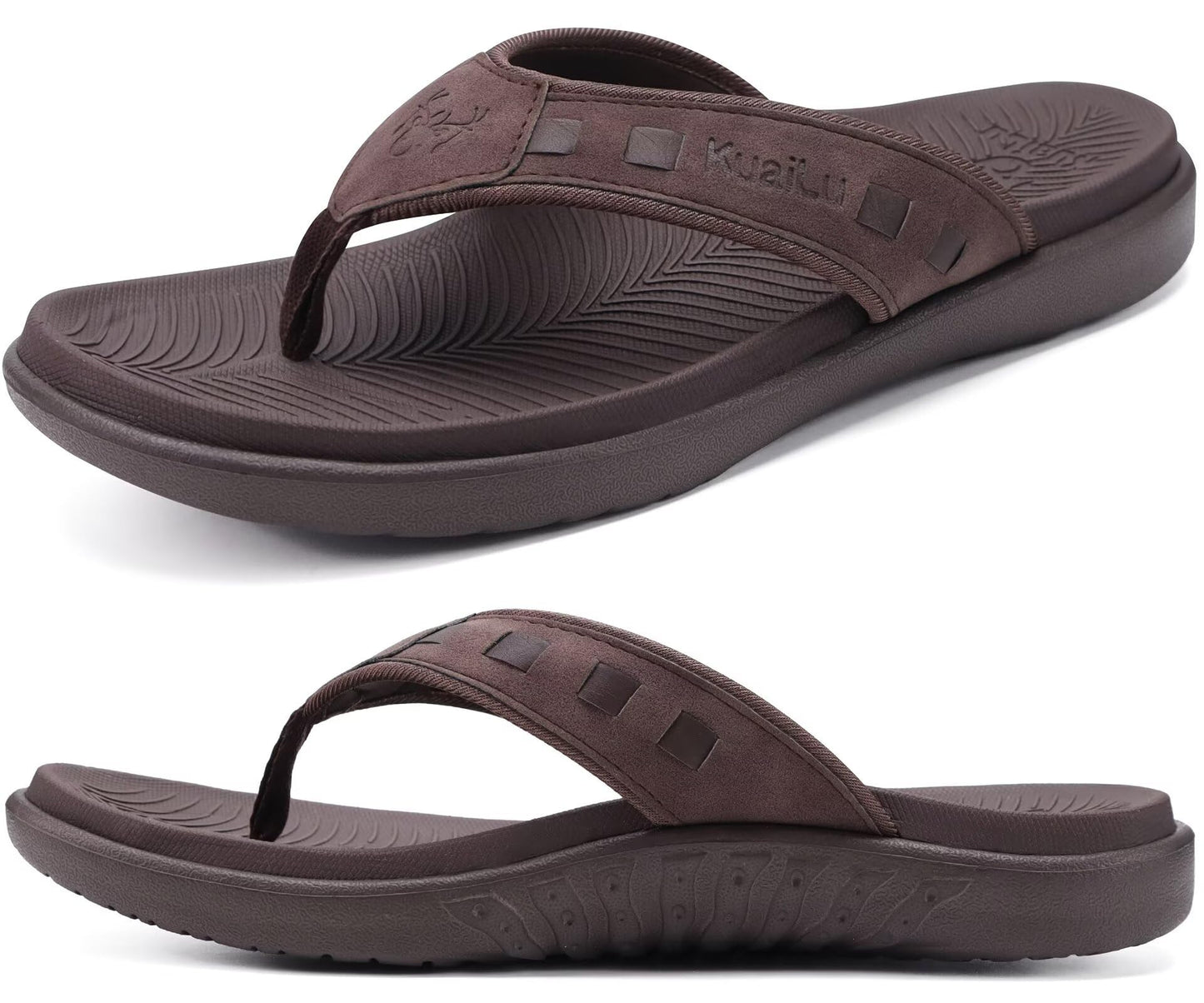 KuaiLu Mens Sport Flip Flops Comfort Orthotic Thong Sandals with Plantar Fasciitis Arch Support Outdoor Summer Beach Size 7~15