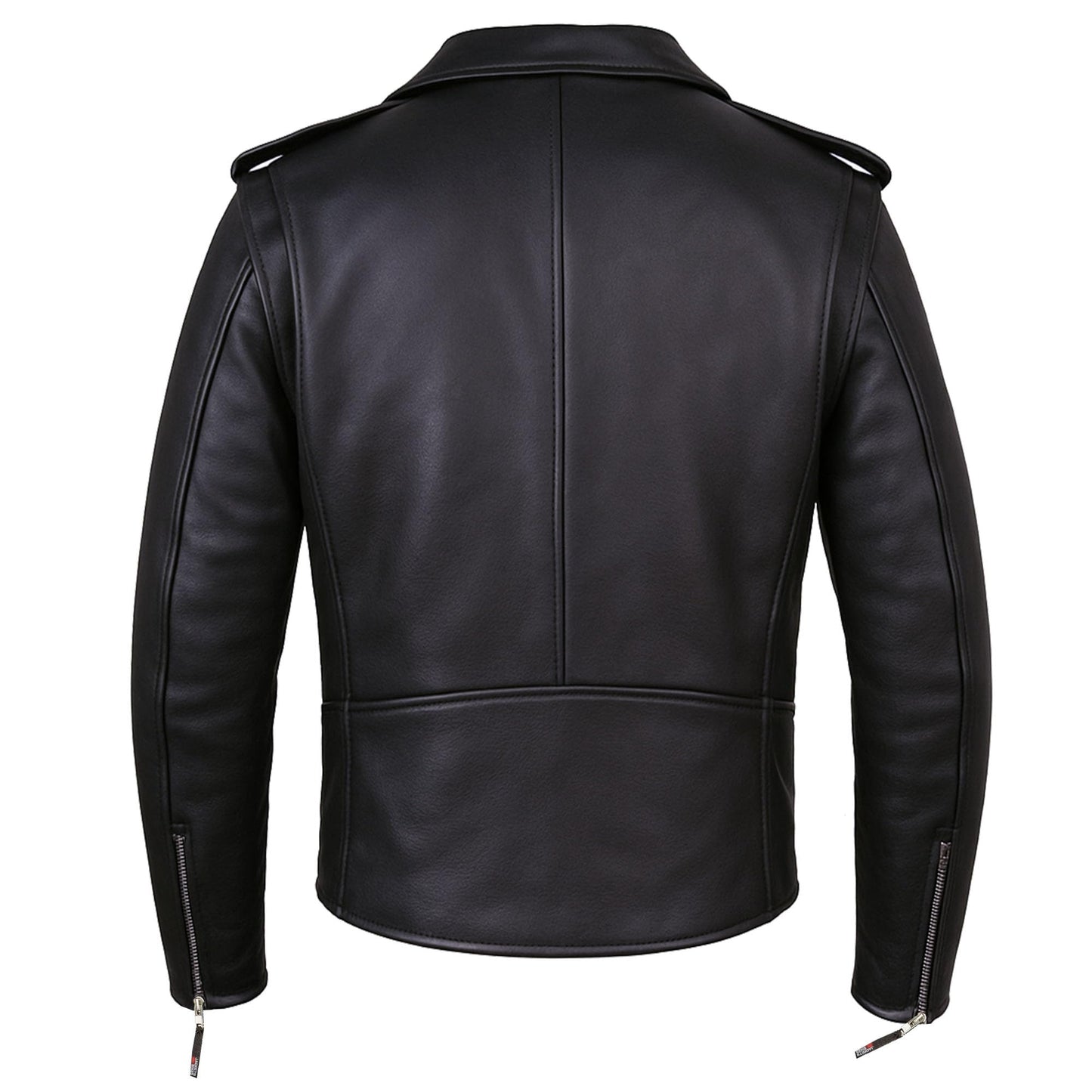 ICONIC Motorcycle Jacket for Men, Premium Buffalo Leather, Insulated Liner, Classic Side Laces, Cruiser Biker Black L