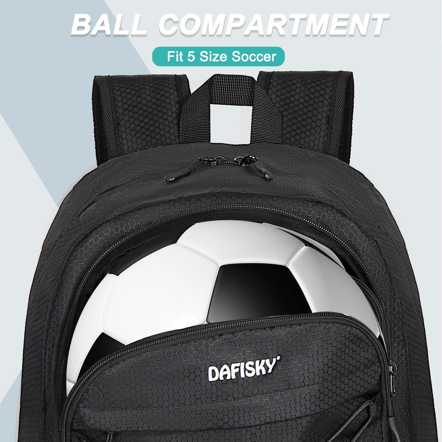 DAFISKY Youth Soccer Backpack - Soccer Bag with Shoes and Ball Compartment Sports Bag for Basketball Volleyball Football, Black