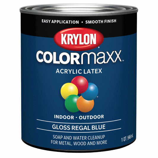 Krylon K05615007 COLORmaxx Acrylic Latex Brush On Paint for Indoor/Outdoor Use, ½ Pint, Satin White