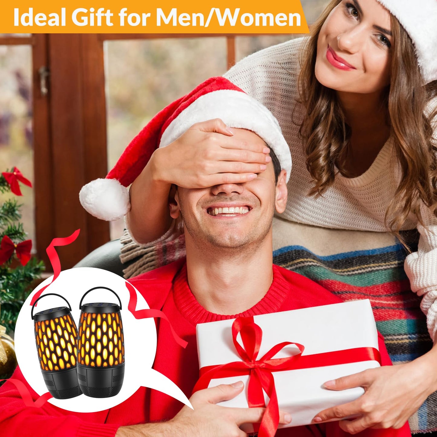 Outdoor Speakers with Lights, Mens Gifts for Birthday,Portable Bluetooth Speaker,HD Stereo Sound,Multi-Sync up to 100 Speakers Auto-Pairing IPX7 Waterproof for Patio/Pool/Camping Cool Gadgets 2 Pack