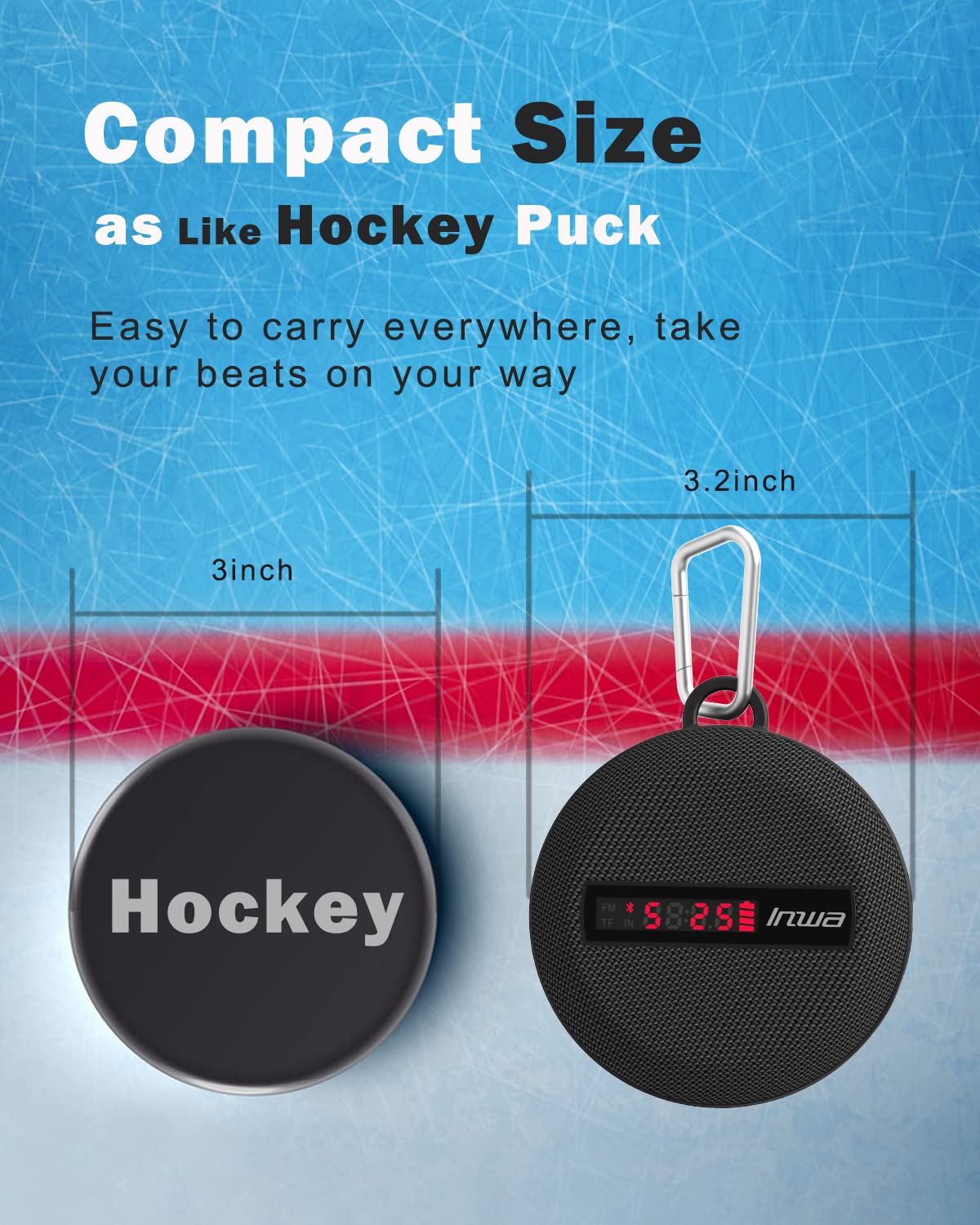 Inwa Portable Bluetooth Speaker, Bike Speakers with Speed Display, Wireless Speaker with 480 Mins Super Long of Playtime. Decent Sound, Compact Size and Loudness for Riding, Hiking, Showering, Golfing