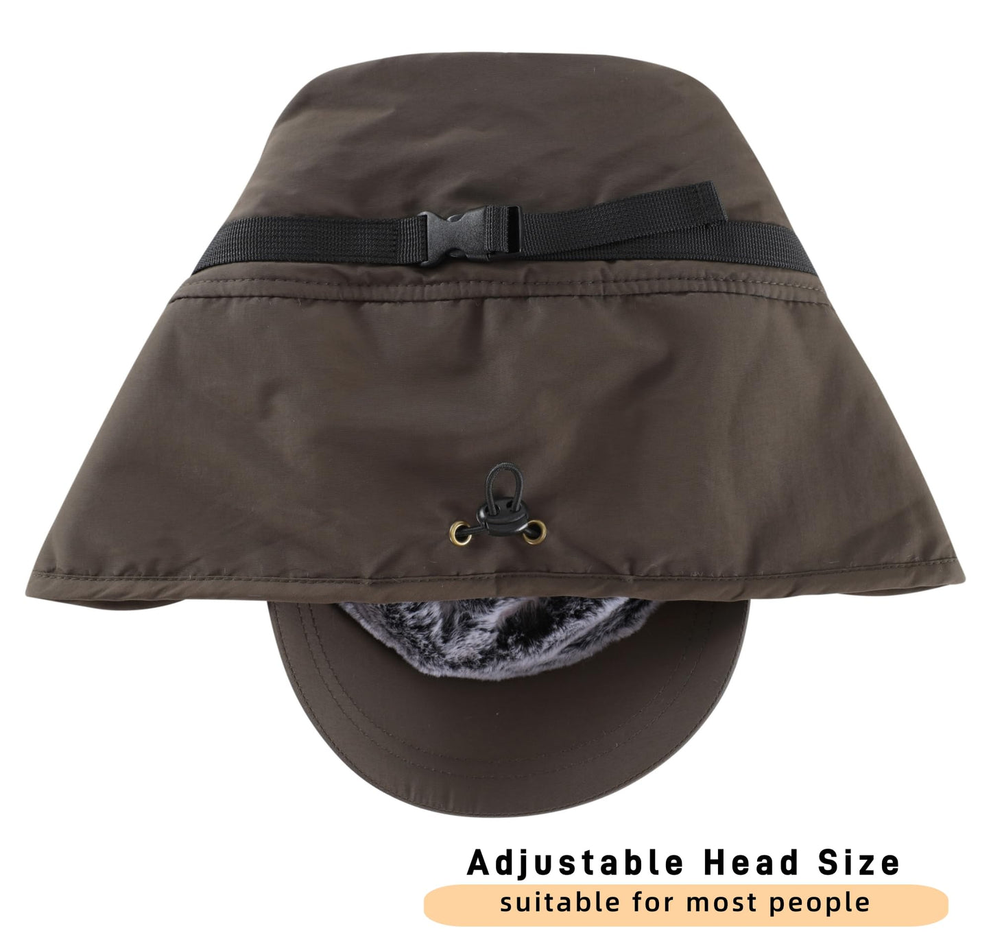 Connectyle Men's Winter Hat with Visor Warm Earflaps Hat Fully Lined Faux Fur Baseball Cap Trapper Hunting Hats