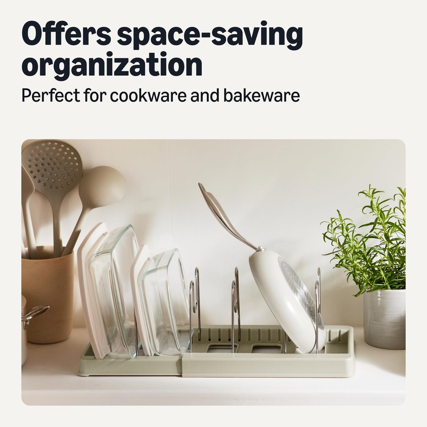 Amazon Basics Cookware and Bakeware Organizer, Includes 10 Dividers, Stainless Steel, Expandable from 12.2 in. - 20.7 in