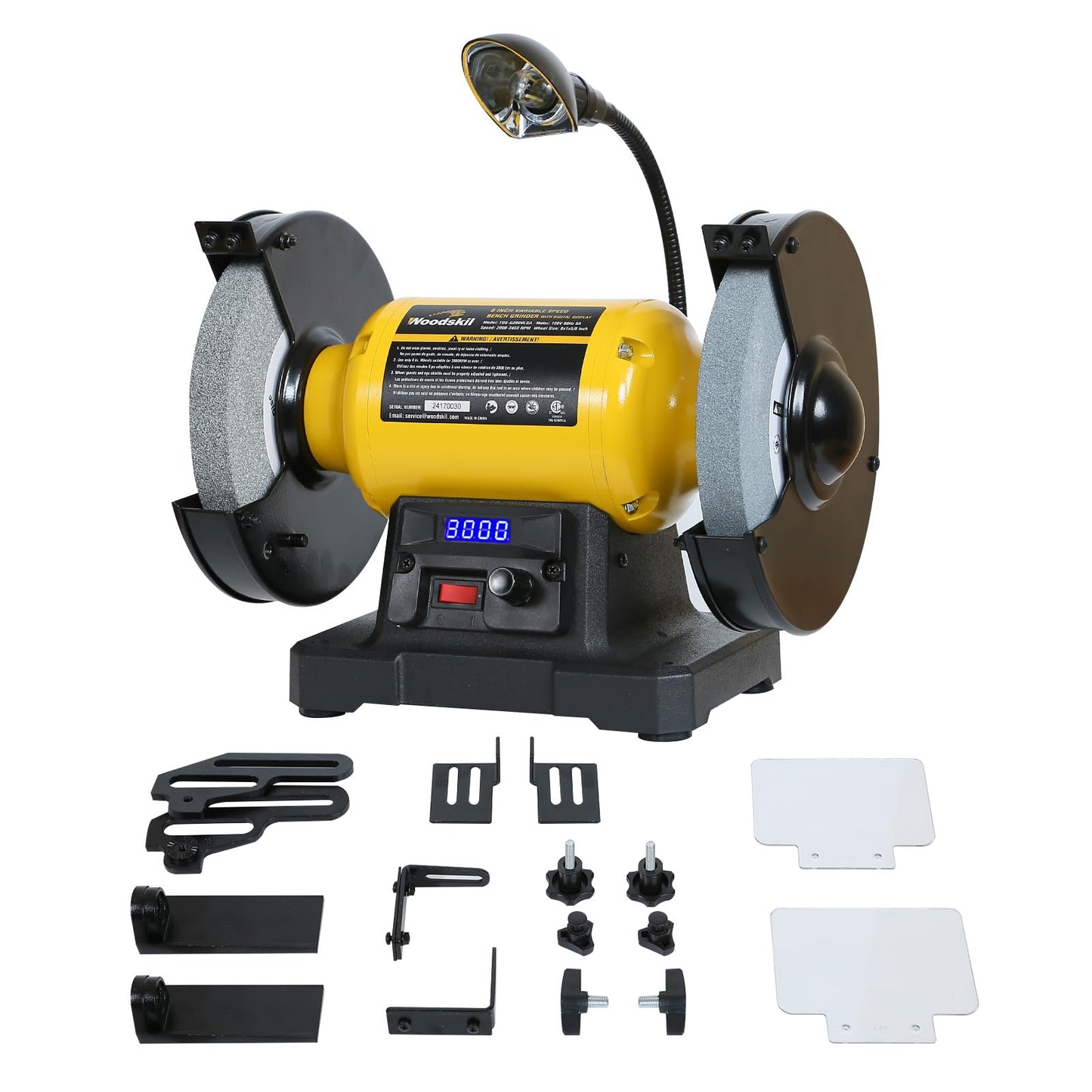 4.8A 3/4HP 8-Inch Bench Grinder, 3600rpm Table Grinder with Two Protective Eye Masks and Two Grinding Wheels Multipurpose Grinders for Metal, Knife, Dental, Amber, Jewelry, Jade