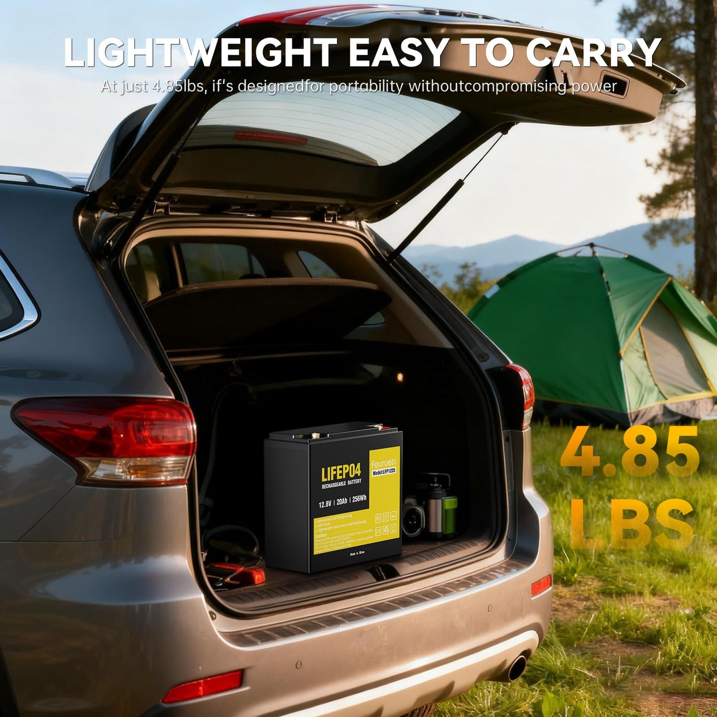 12V 20Ah Deep Cycle LiFePO4 Battery,12 volt lithium phosphate battery for Camping，Fish Finder, Scooter, Security System, Ride on Toys Automotive Replacement Batteries，UPS etc Rechargeable Lit