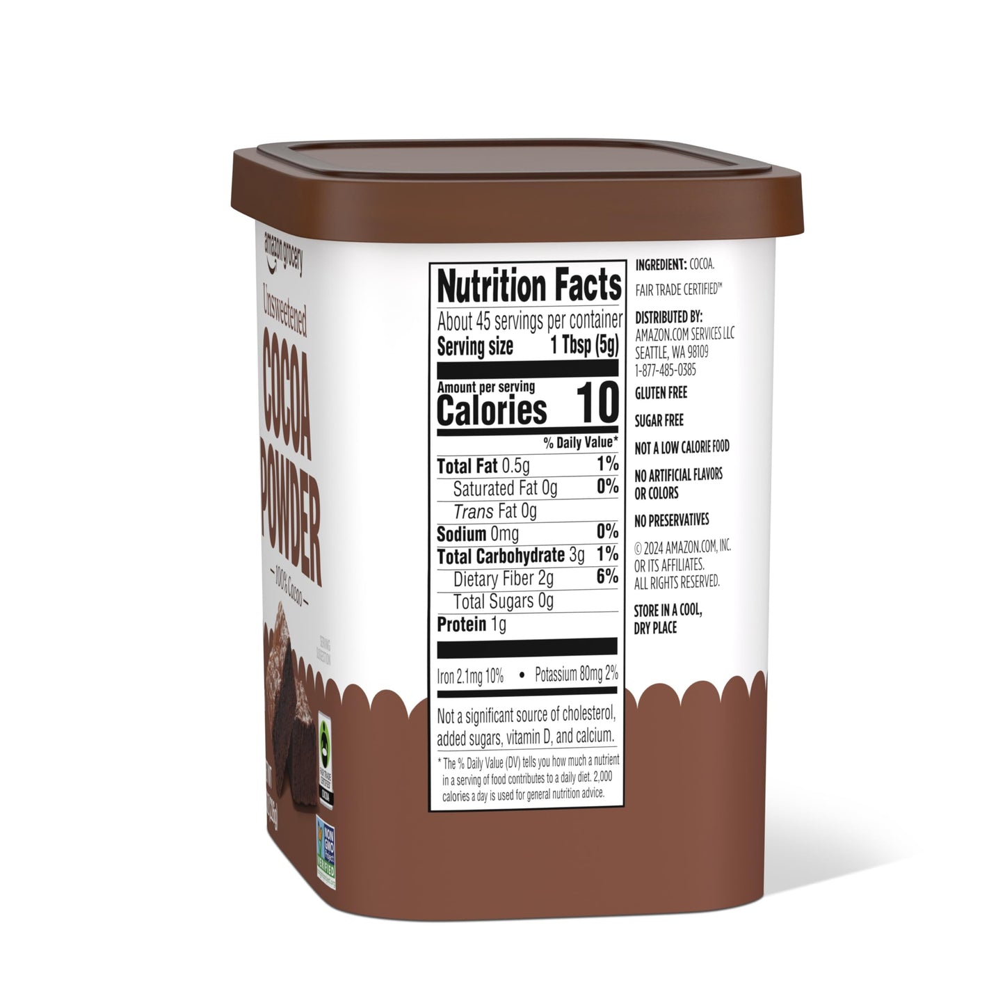 Amazon Grocery, Unsweetened Cocoa Powder, Fair Trade Certified, 8 Oz (Previously Amazon Fresh, Packaging May Vary)