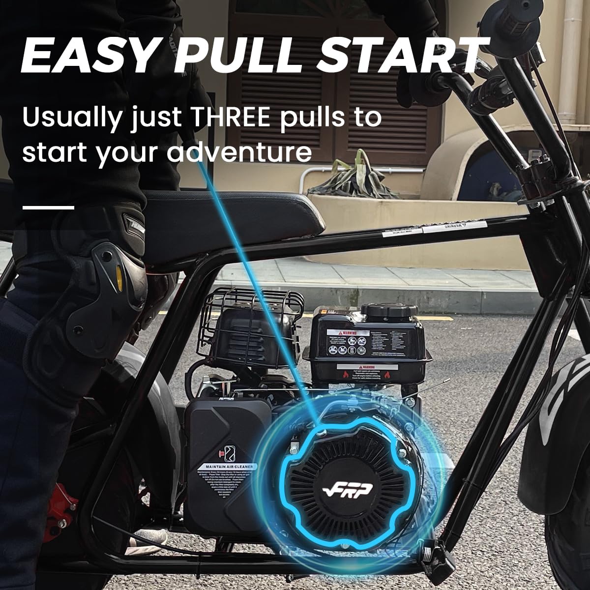 FRP Mini Dirt Bike GMB100 Max, 99CC Gas Powered Mini Bike 4-Stroke,Mini Bikes for Kids/Adult, W/LED Headlight, Goggles, Gloves and Neck Gaiter,Up to 28 Mph, Weight Support Up to 220 LBS (BLACK)