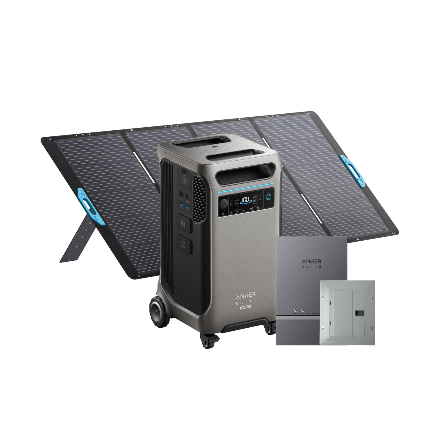 Anker SOLIX F3800 Plus Portable Power Station with 400W Solar Panel, 3,840Wh, 6,000W AC Output, 120V/240V, Generators for Home Use, Works with Generator, For Power Outages, RVs, and Emergencies