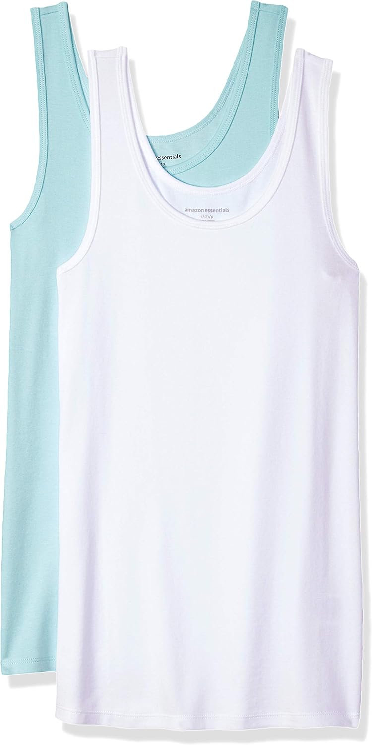 Amazon Essentials Women's Slim-Fit Scoop Neck Tank Top, Pack of 2