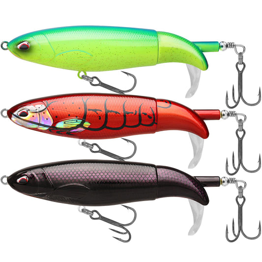 TRUSCEND PoPobait Plopper with BKK Hooks, Top Water Fishing Lures for Bass Walleye Pike Catfish Musky Perch, Floating Lure for Freshwater or Saltwater, Amazing Teasers Fishing Gifts for Family Fishing