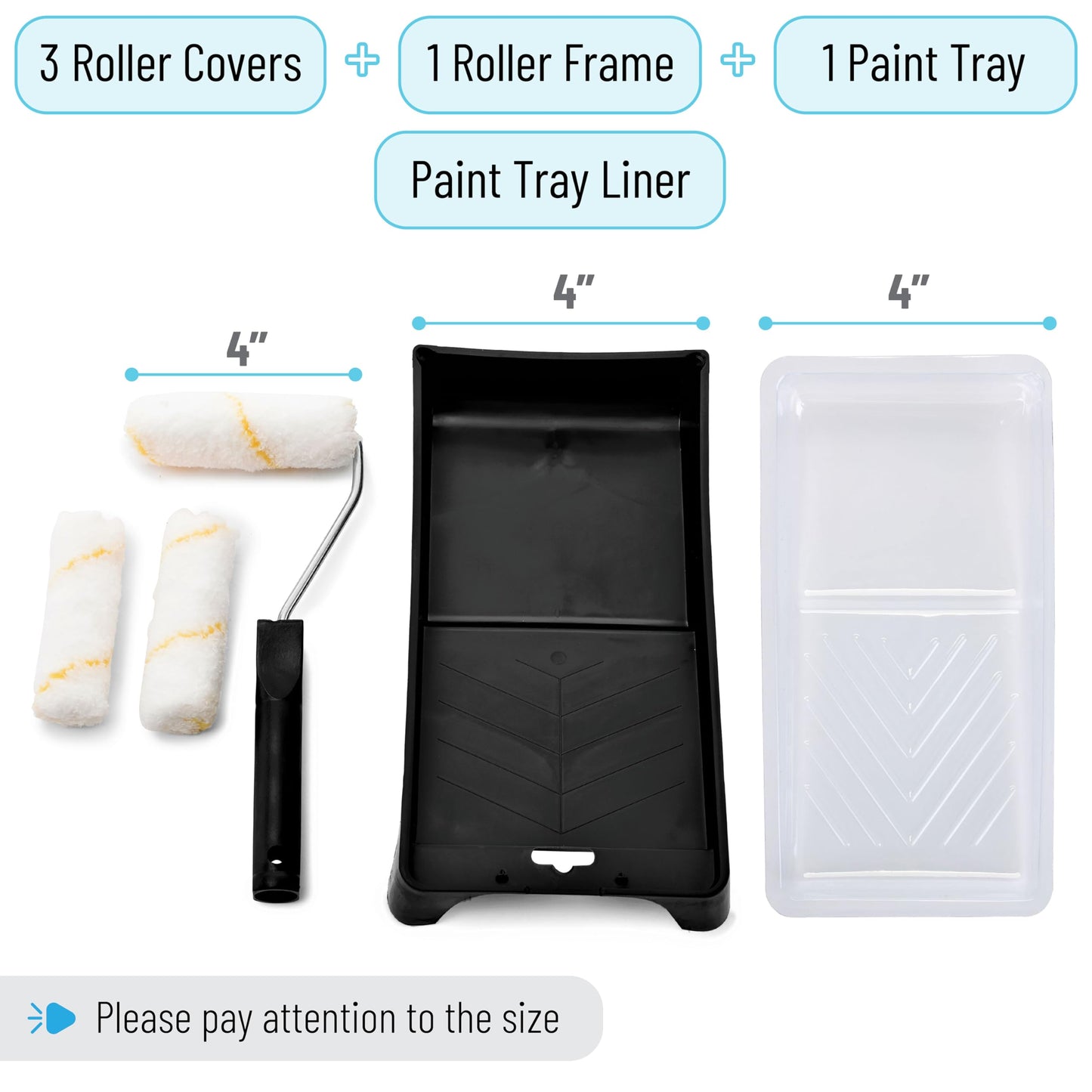 Bates Paint Roller - Paint Brush, Paint Tray, Roller Paint Brush, 11 Piece Home Painting Supplies, Foam Brush, House Painting Tray, Painting Tools, Roller and Paint Brushes, Interior Paint Brushes