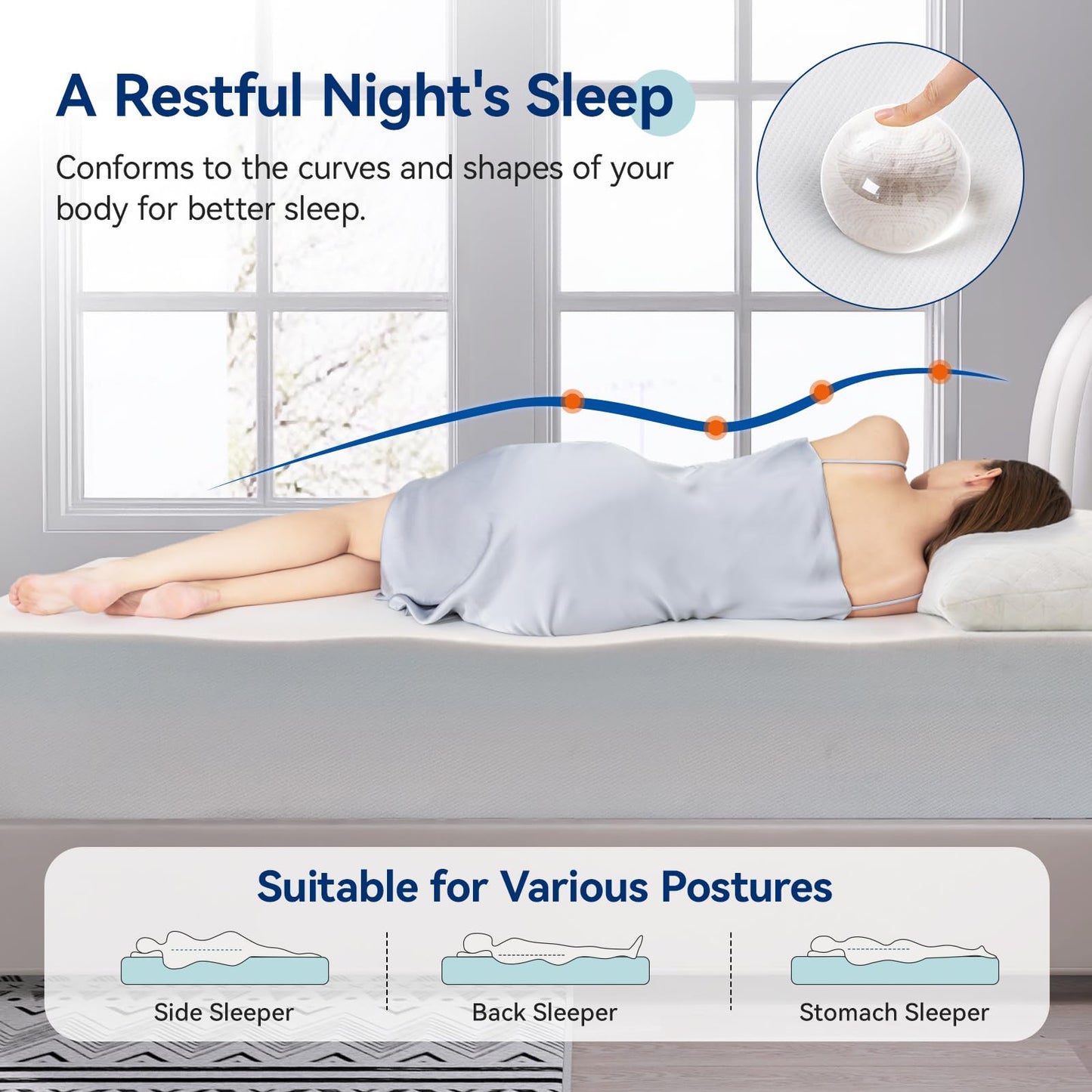 Amazon Basics Memory Foam Mattress, Soft Plush Feel, Breathable, 12 Inch, Queen, White/Grey