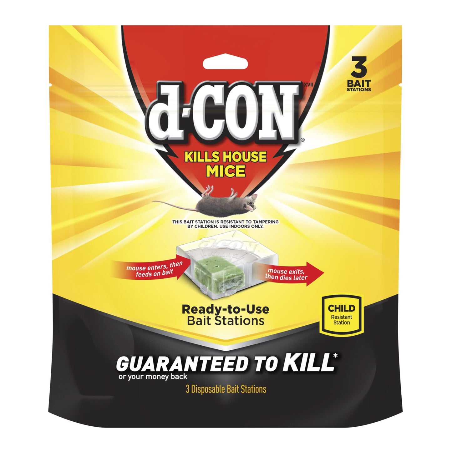 d-CON Refillable Corner Fit Mouse Bait Station, 1 Trap + 18 Bait Refills