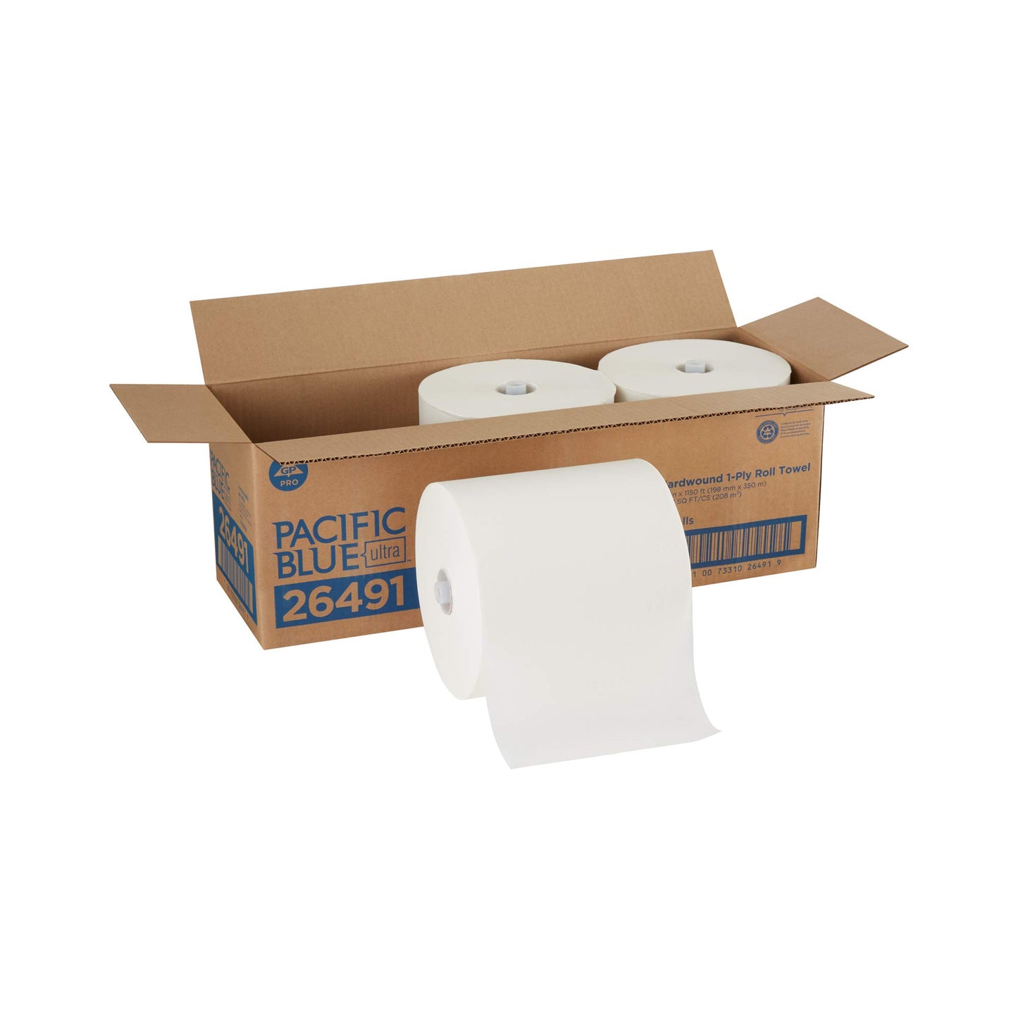 Pacific Blue Ultra 8” High-Capacity Recycled Paper Towel Roll by GP PRO (Georgia-Pacific), White, 26490, 1150 Feet Per Roll, 6 Rolls Per Case
