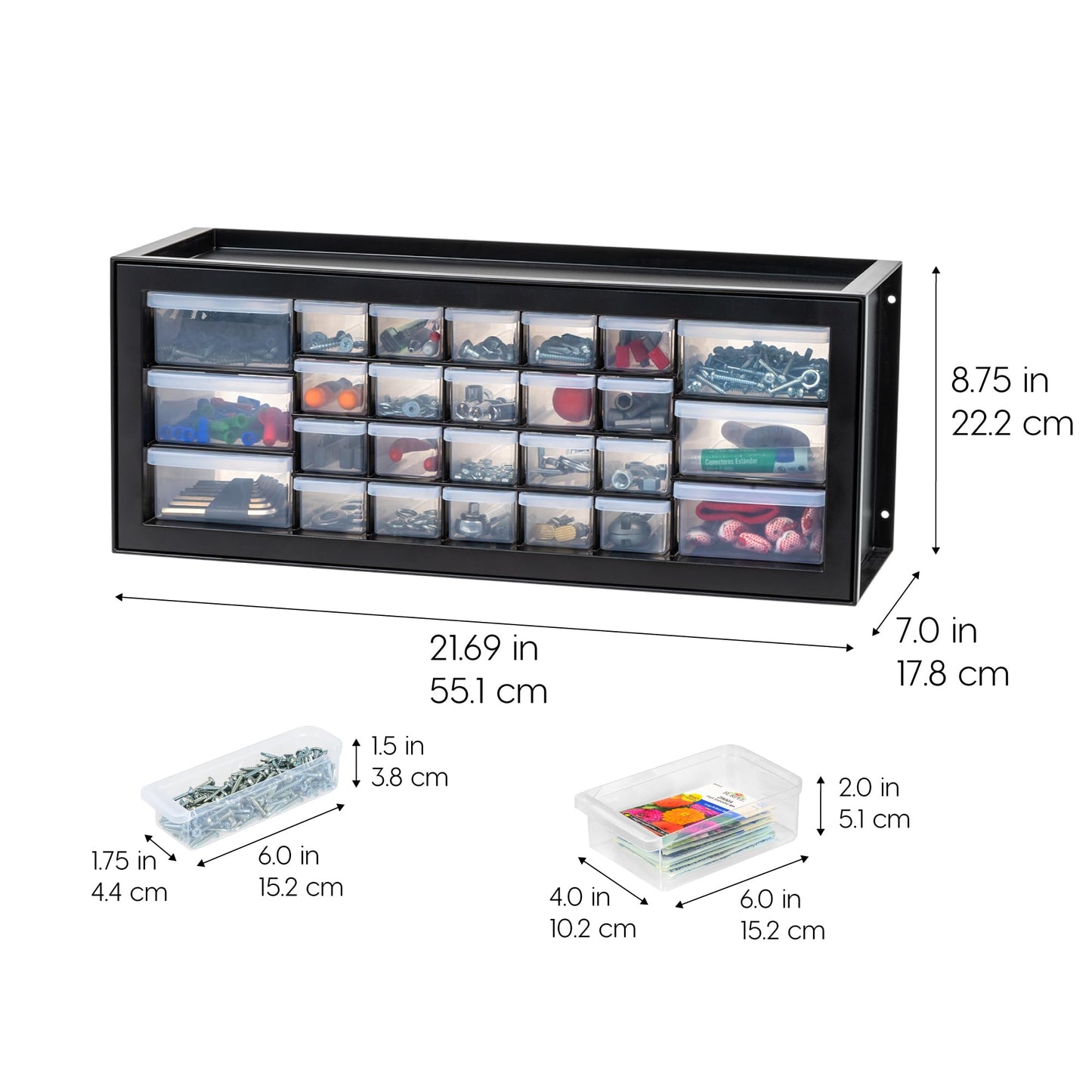 IRIS USA Screw Tool Organizer Small Parts Cabinet Chest, 44-Drawer Hardware Electronics Nuts Bolts Storage Drawers Organization Toolbox Garage Craft Business Teacher Beads Scrapbook Art Hobby - Black