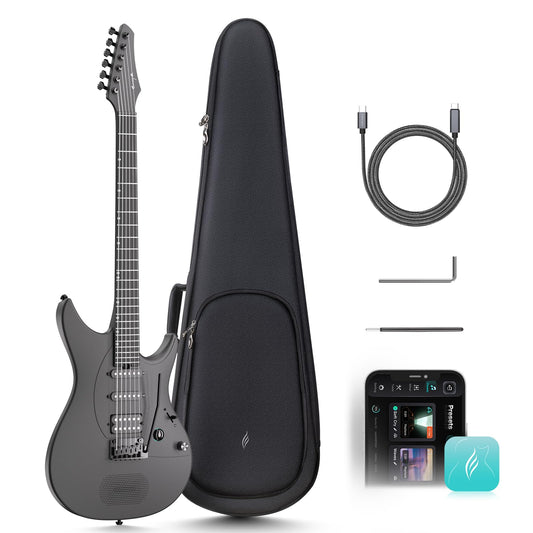 Enya Electric Guitar Inspire 39" Smart Electric Carbon Fiber Guitarra with 15W Wireless Speaker, 20 Distinct Tones, Onboard Presets, Charging Cable, Adjusting Wrench, and Gig Bag