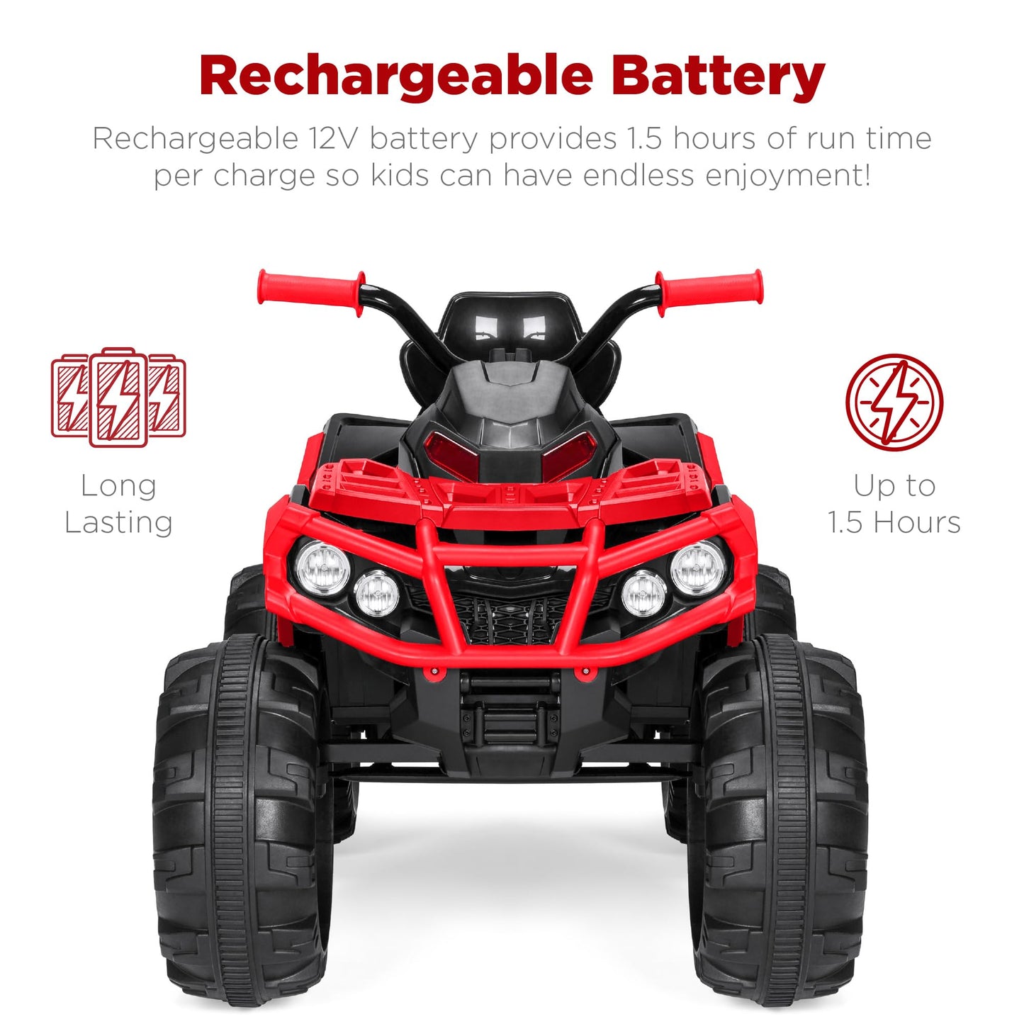 Best Choice Products 12V Kids Ride-On Electric ATV, 4-Wheeler Quad Car Toy w/Bluetooth Audio, 3.7mph Max Speed, Treaded Tires, LED Headlights, Radio - Black