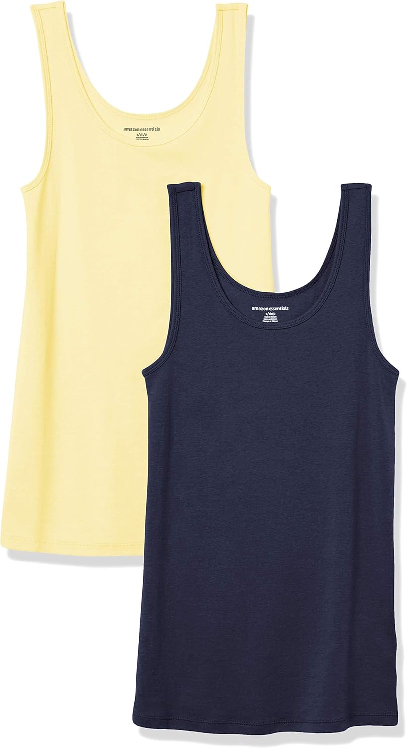 Amazon Essentials Women's Slim-Fit Scoop Neck Tank Top, Pack of 2