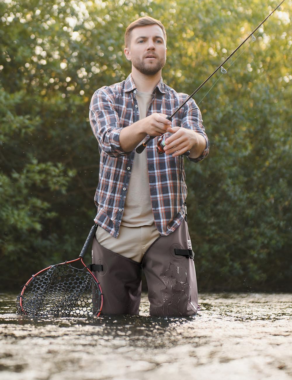 TIDEWE Hip Wader, Lightweight Hip Boot for Men and Women, 2-Ply PVC/Nylon Fishing Hip Wader Brown Size 8