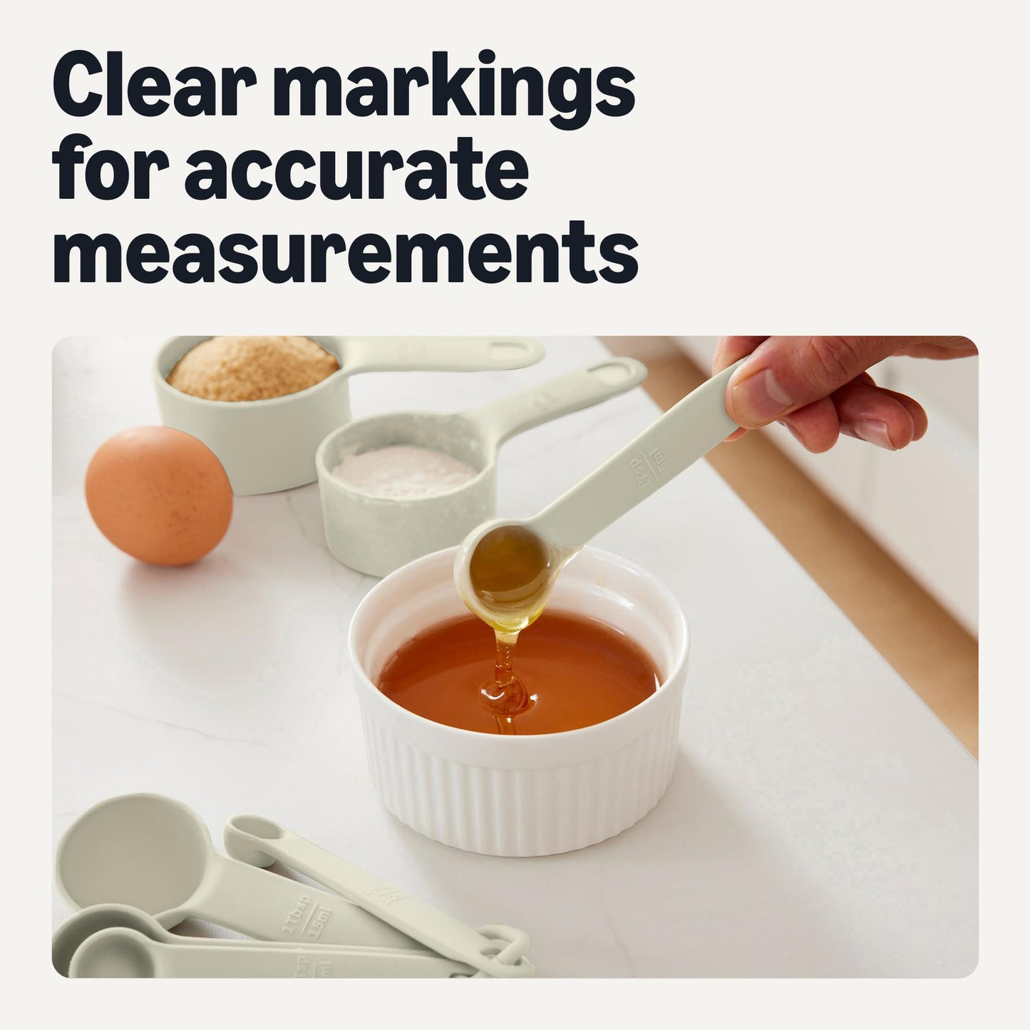 Amazon Basics Measuring Cups and Spoons, 10-Piece Set, Dishwasher-Safe, Linen Gray