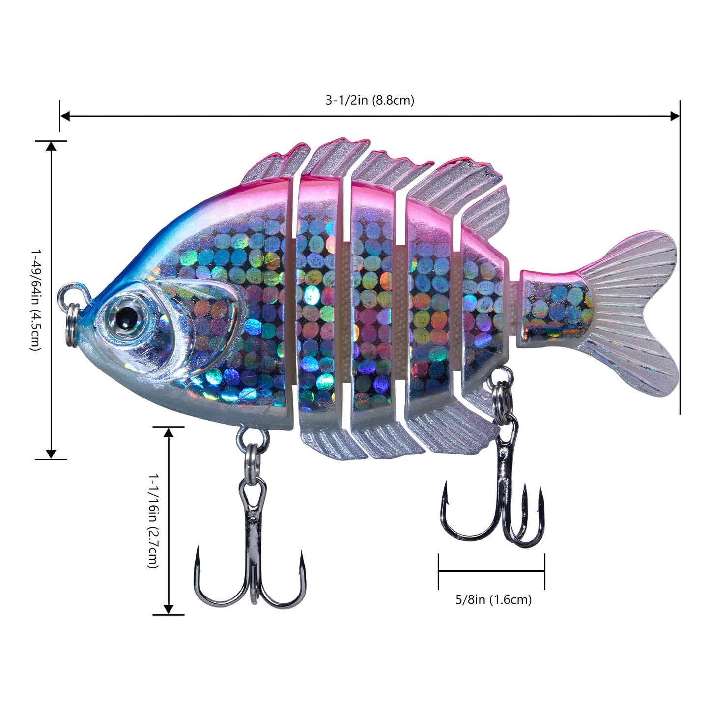 BASSDASH SwimPanfish Multi Jointed Panfish Bluegill Swimbaits Hard Topwater Bass Lures Fishing Lure Crank Saltwater 3.5in/0.85oz