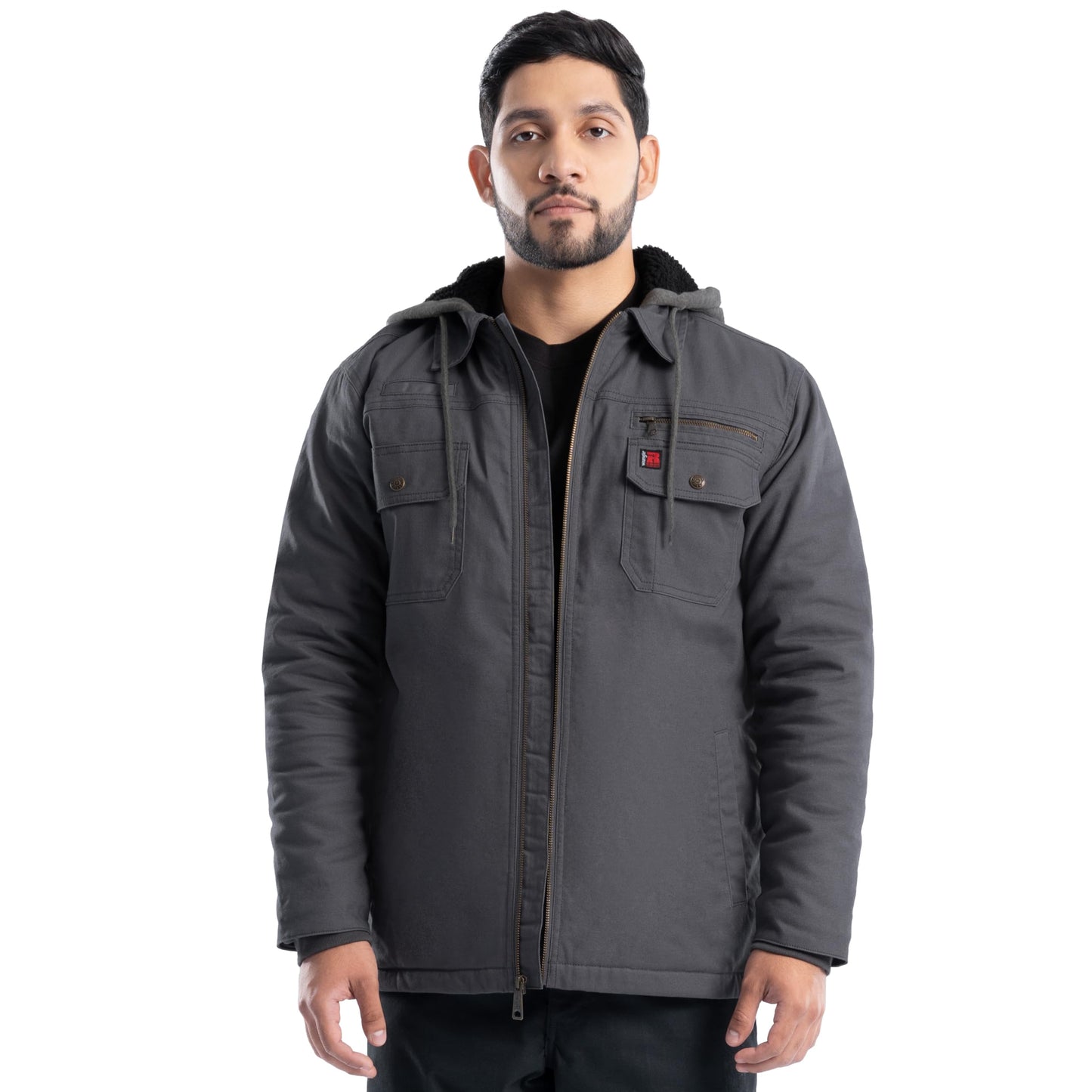 Wrangler Men's Quilted Lined Jacket with Sherpa Hood