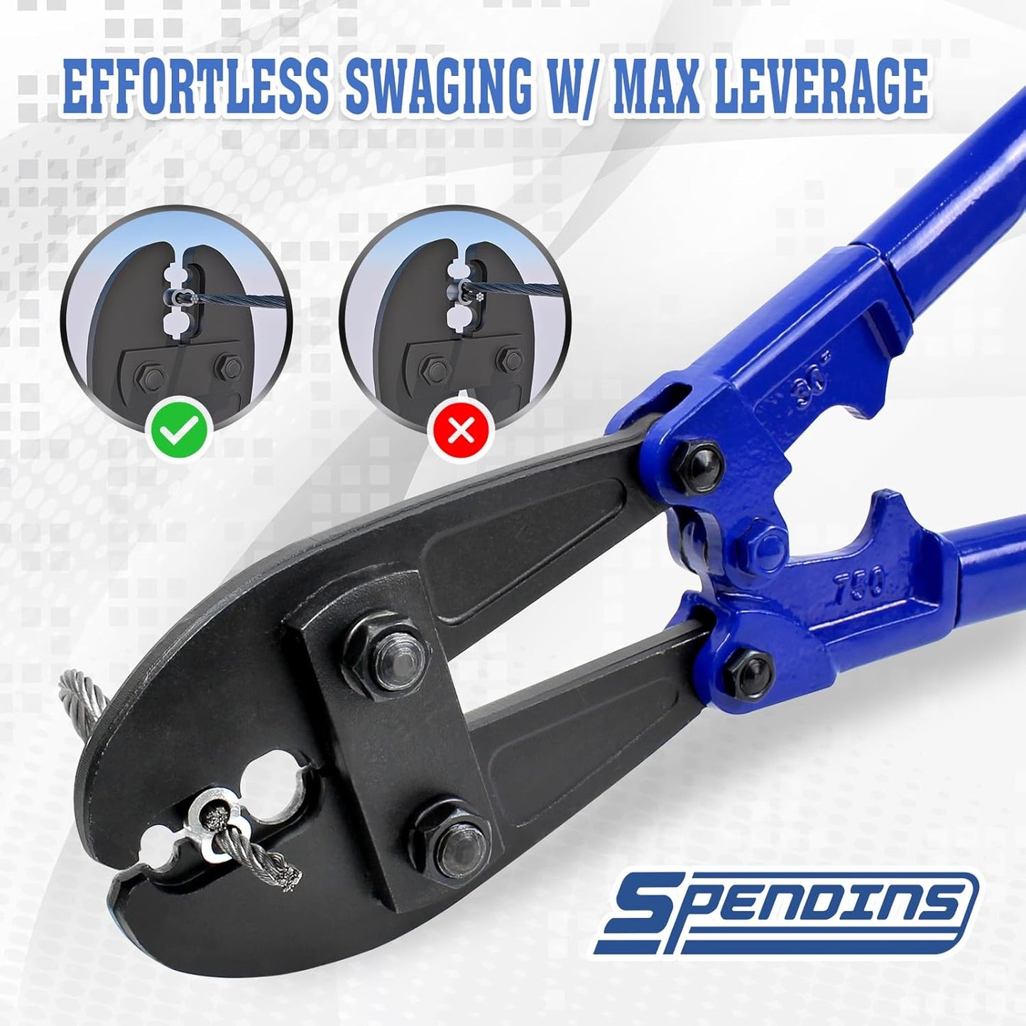 31.8 Inch Hand Swaging Tool, Wire Rope Crimping Tool for 5/32",1/4",5/16" Wires, Heavy Duty Swager Crimper w/Ergonomic Handle Design, for Copper Aluminum Oval Sleeves and Stop Sleeves