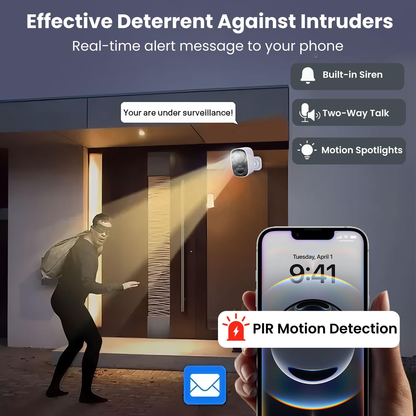 2025 Upgraded 2K Security Cameras Wireless Outdoor, Free Cloud Storage & Local SD Card Support, 1-6 Months Battery Life, Waterproof, 2-Way Talk, AI Motion Detection Spotlight Siren Alarm Camera