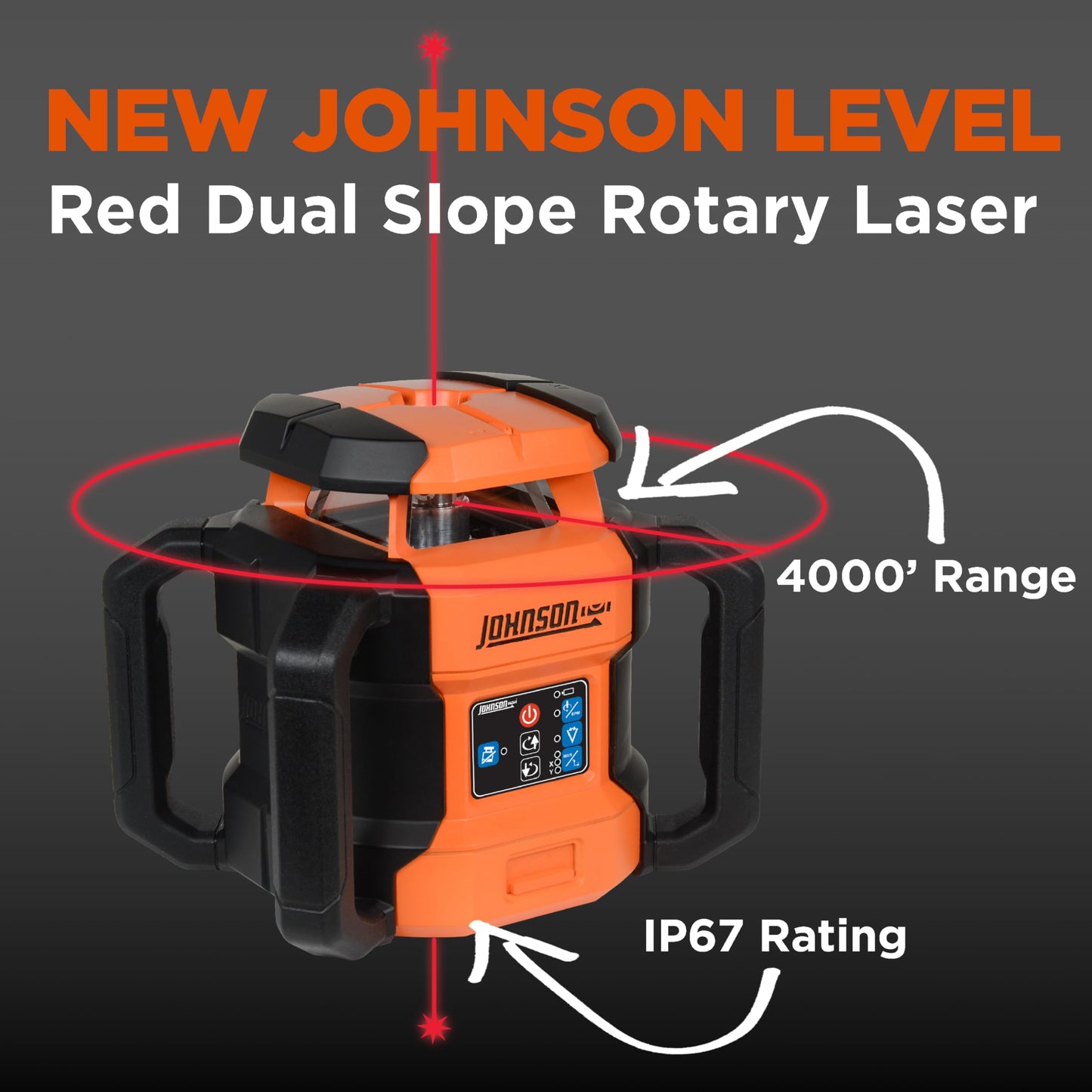 Johnson Level & Tool 99-028K Electronic Self-Leveling Dual Slope Horizontal/Vertical Rotary Laser System, Red, 1 Kit