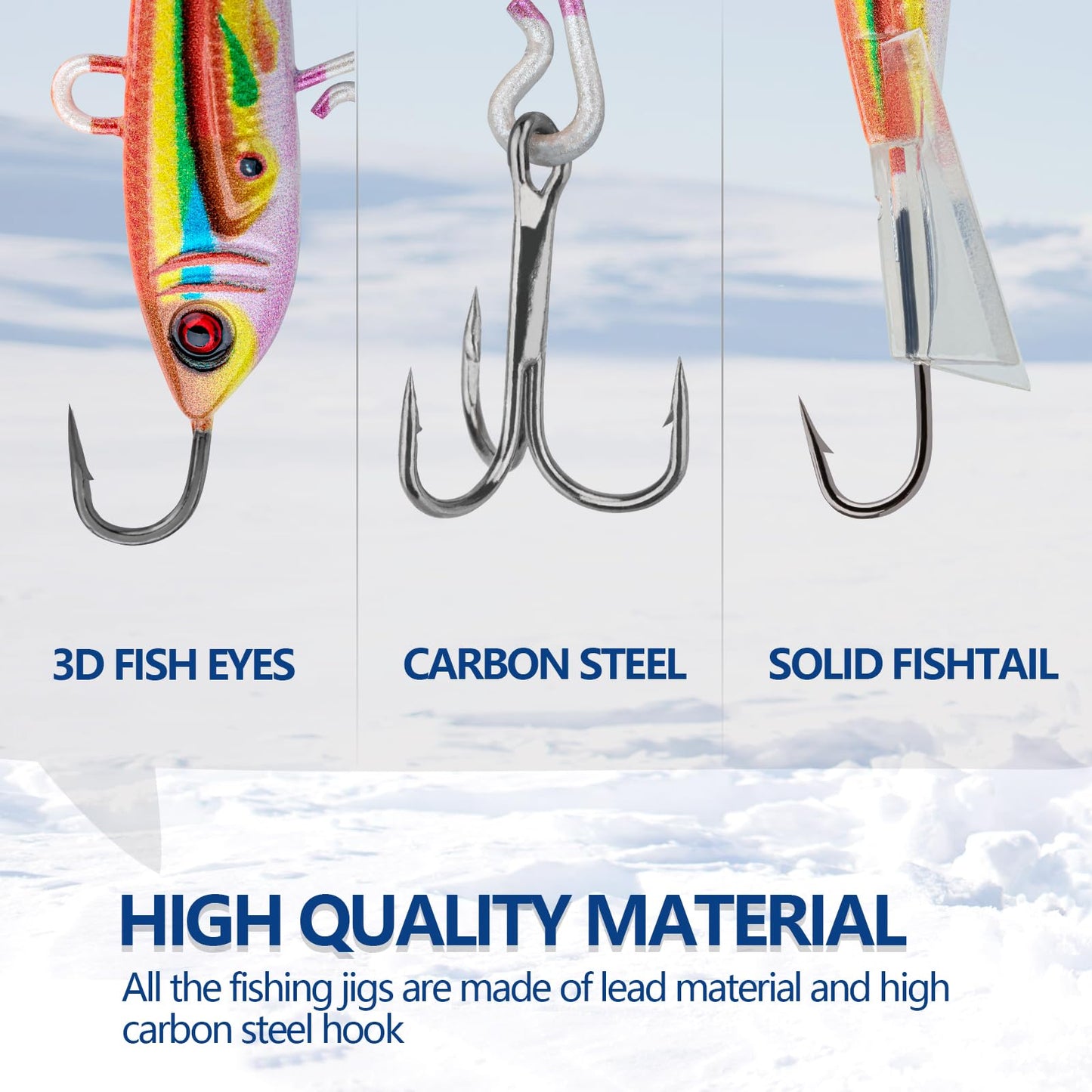 THKFISH Ice Fishing Jigs Ice Fishing Lures Ice Fishing Gear for Crappie, Panfish, Walleye, Bluegill Vertical Jigs Kit Ice Fishing Tackle 4PCS/8PCS 10g(0.35oz) 18g(0.63oz)