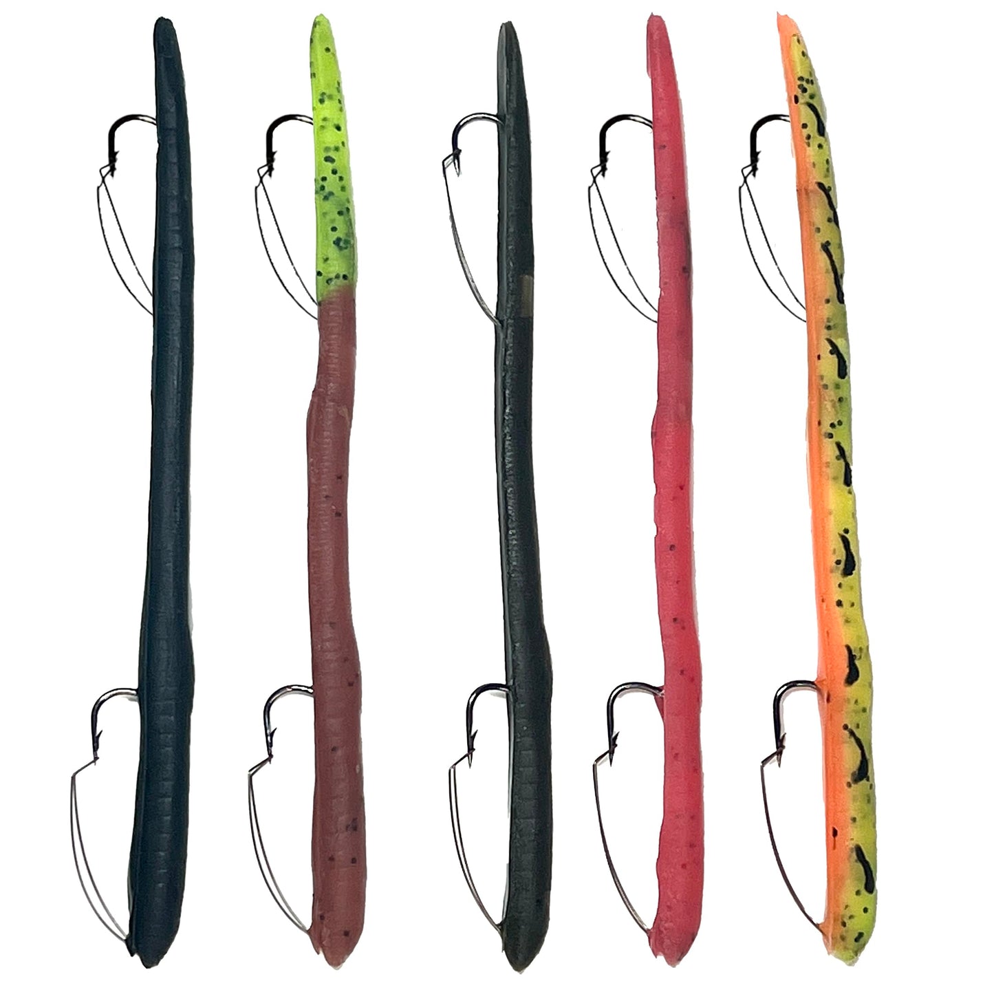 Made in USA Weedless Pre-Rigged Fishing Lures Bass Set, Pike, and Anything in Between - USA - Extra Durable Soft Plastic Swimbaits for Bass Fishing Lures - 5 PCS Bass Baits and Lures Pack(Variety)