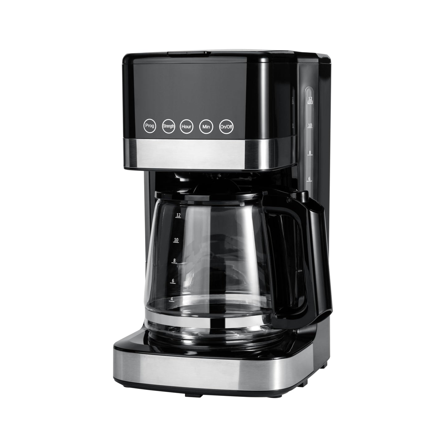 Amazon Basics Coffee Makers, 12-Cup Coffee Machines with Reusable Filter, Coffee Pots, Black & Stainless Steel