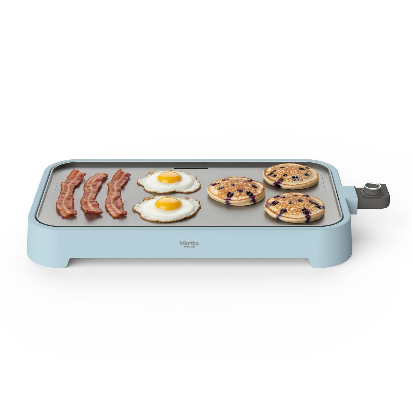 Martha Stewart 12” x 22” Electric Griddle, XL Ceramic Nonstick Flat Top Cooking Surface, Adjustable Temperature Dial, Drip Tray, Dishwasher Safe, 1500W Fast Even Heating, Pancakes & Eggs, Linen White