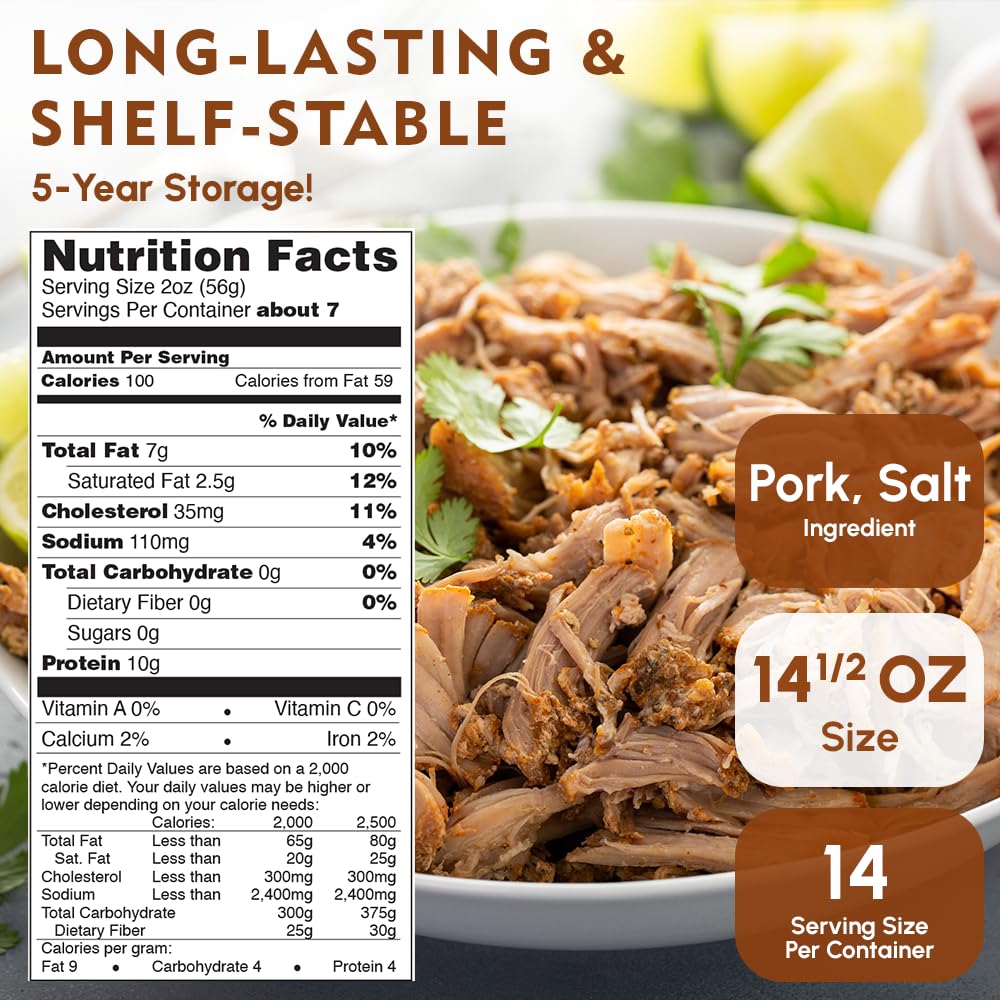Werling & Sons Canned Pork 14.5 Oz Fully Cooked Ready to Eat Canned Meat Premium Quality Shelf Stable No Refrigeration Needed Perfect for Emergency Storage Camping Survival Canned Food Pack of 12