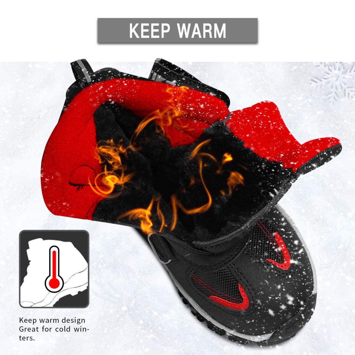 Littleplum Boys Snow Boots Winter Waterproof Antiskid Boots Hiking Outdoor Shoes Booties for Unisex Kids (Little Kid/Big Kid)