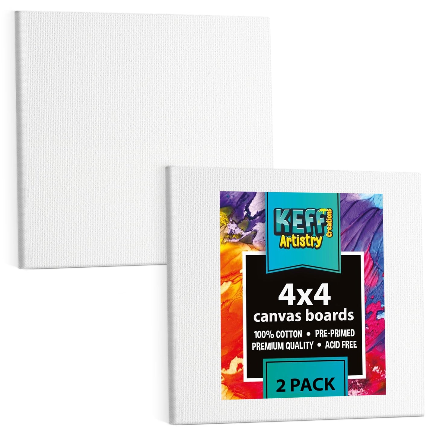 KEFF 24-Pack Bulk Canvas for Painting, 6 of 5x7, 8x10, 9x12, 11x14 Canvas Boards for Painting, Art Supplies for Adults & Kids - 100% Cotton Primed Painting Canvas for Acrylic, Oil, Watercolor, Tempera