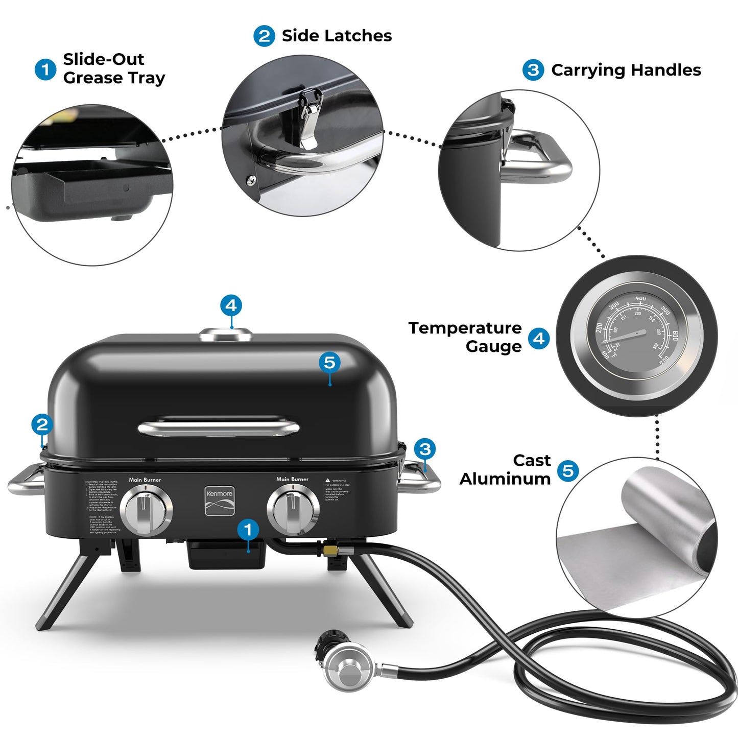 Kenmore 2-Burner Portable Tabletop Retro Gas Grill