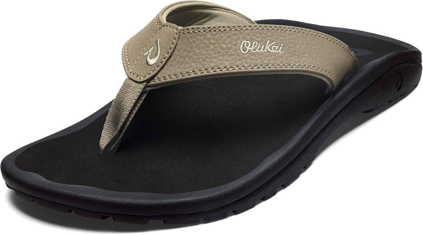 OLUKAI Ohana Men's Beach Sandals, Water Resistant Flip Flops, Arch Support & Comfort Fit, Lightweight & Durable, Enhanced Grip & Traction