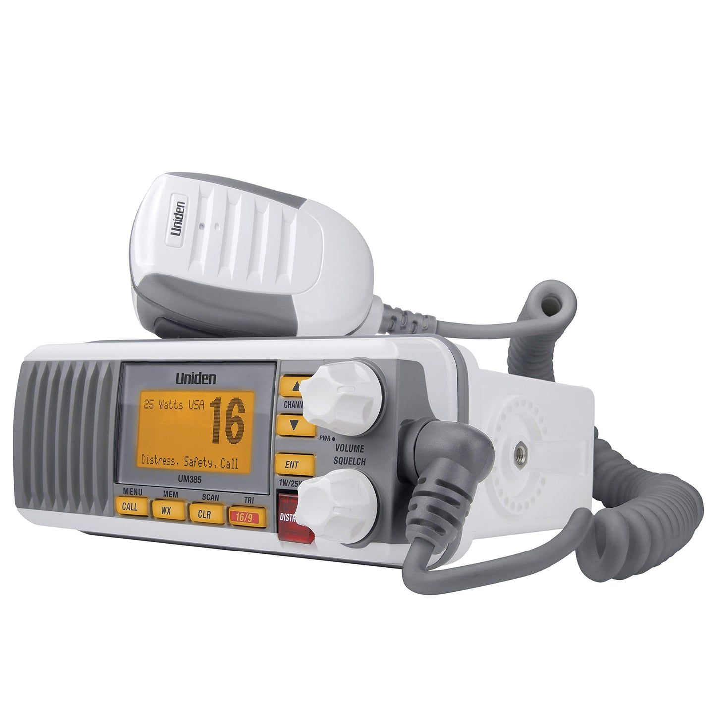 Uniden UM385BK 25 Watt Fixed Mount Marine VHF Radio, Waterproof, Noaa Weather Alert, All USA/Intl/Canadian Marine Channels