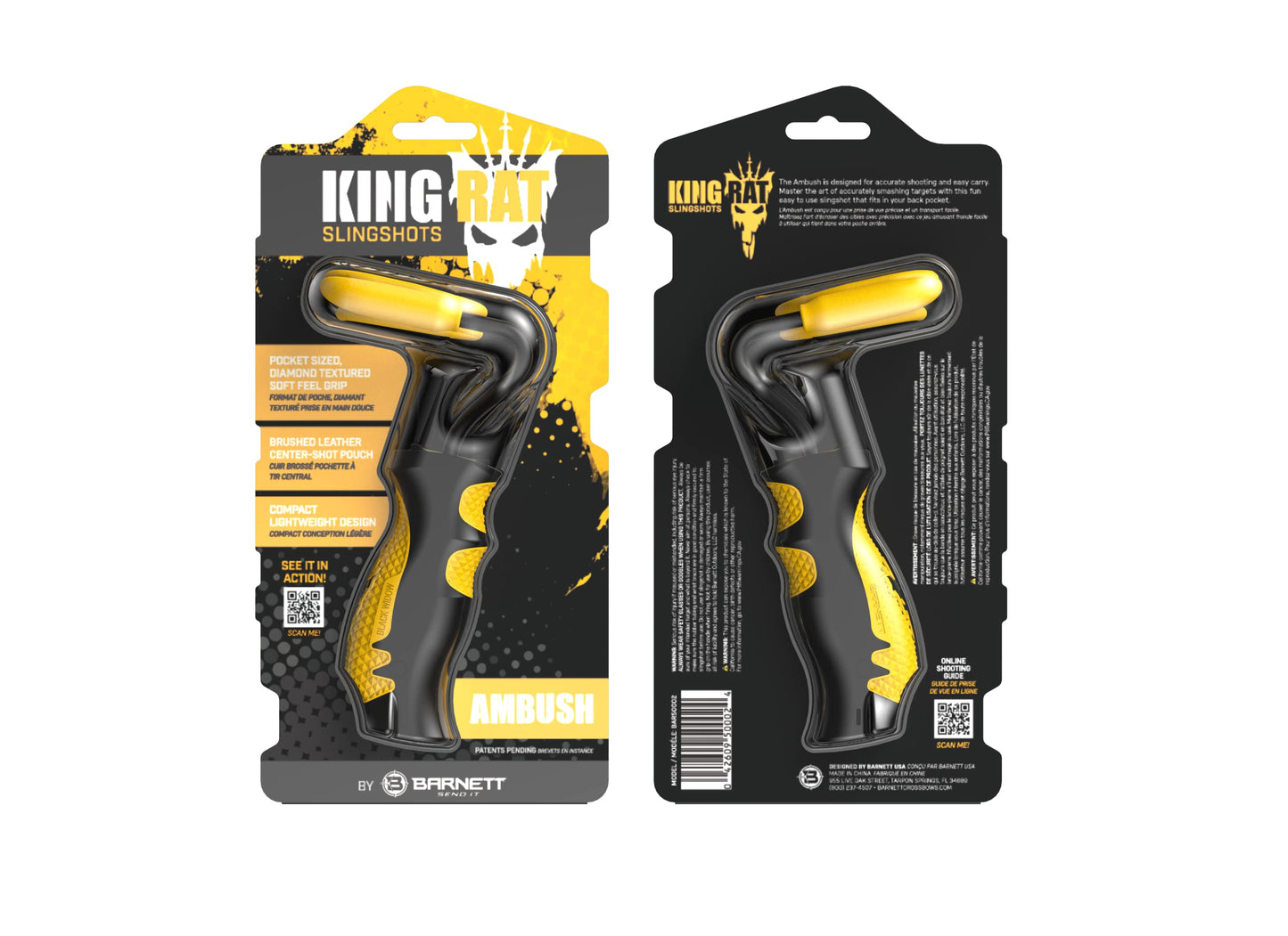 Barnett King Rat Slingshots, Powerful Slingshot for Adults and Kids Alike, Includes Power Band, Brushed Leather Pouch, & Slingshot Ammo