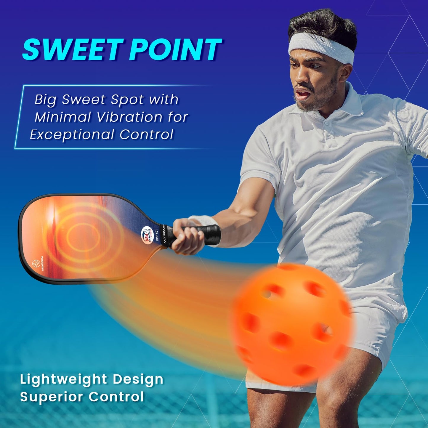 Pickleball Paddles Set of 2 or 4, USAPA Approved Pickleball Set with 4 Pickleball Balls and Pickleball Bag, Fiberglass Pickle Ball Rackets 2 Pack for Beginner(Meteor)