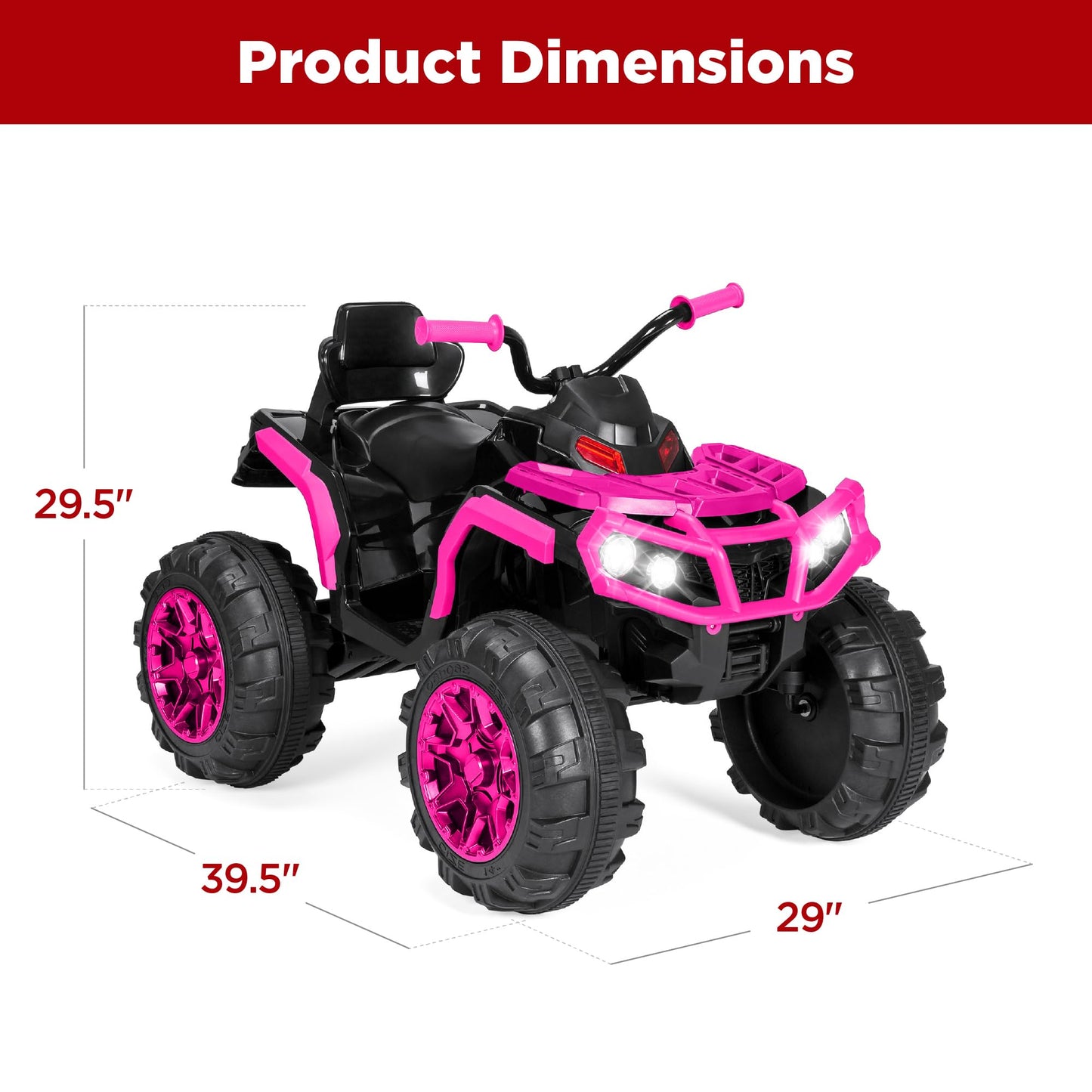 Best Choice Products 12V Kids Ride-On Electric ATV, 4-Wheeler Quad Car Toy w/Bluetooth Audio, 3.7mph Max Speed, Treaded Tires, LED Headlights, Radio - Black