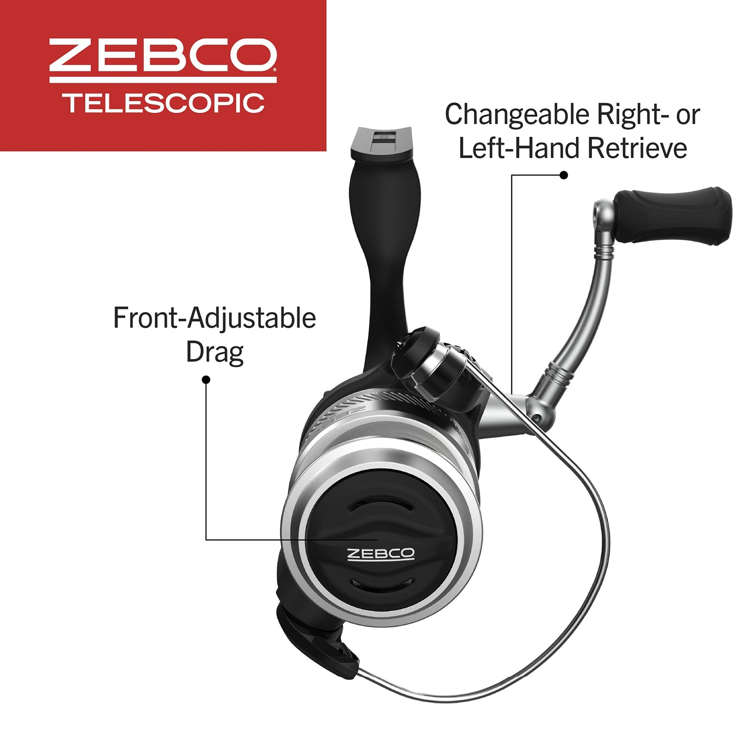 Zebco 33 Spinning Reel and Telescopic Fishing Rod Combo