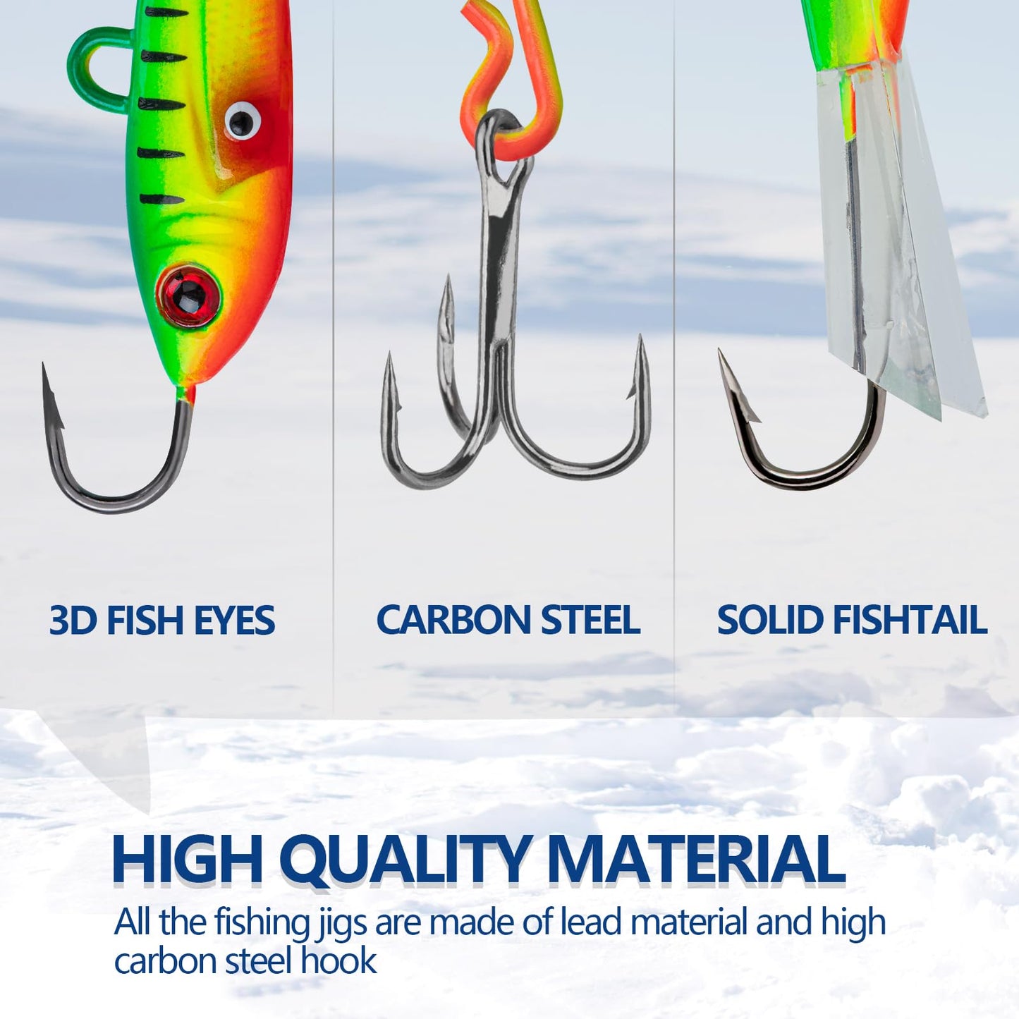 THKFISH Ice Fishing Jigs Ice Fishing Lures Ice Fishing Gear for Crappie, Panfish, Walleye, Bluegill Vertical Jigs Kit Ice Fishing Tackle 4PCS/8PCS 10g(0.35oz) 18g(0.63oz)