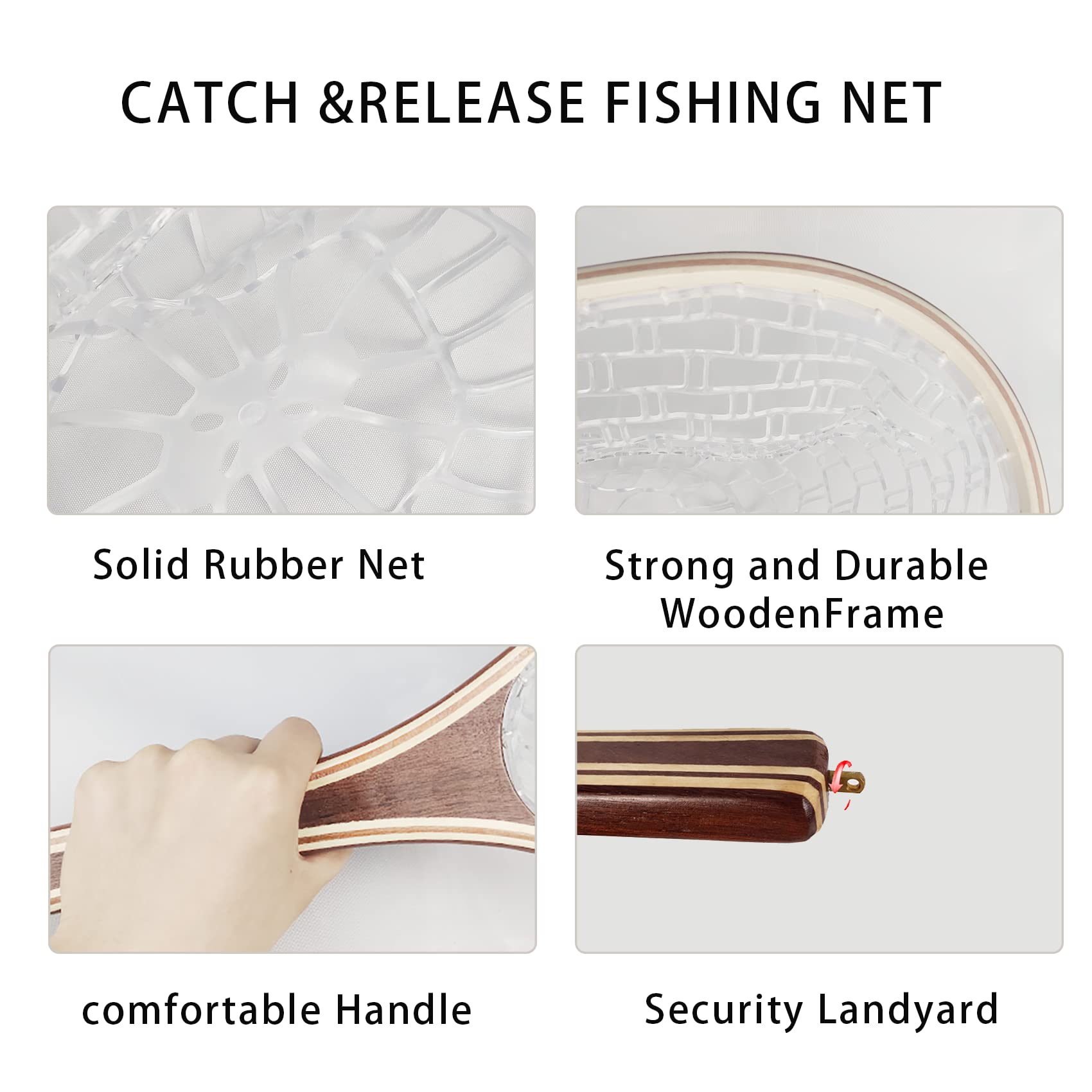 Aventik Three Classic Wooden Nets Rubber Ghost Net With An Anti-Skid