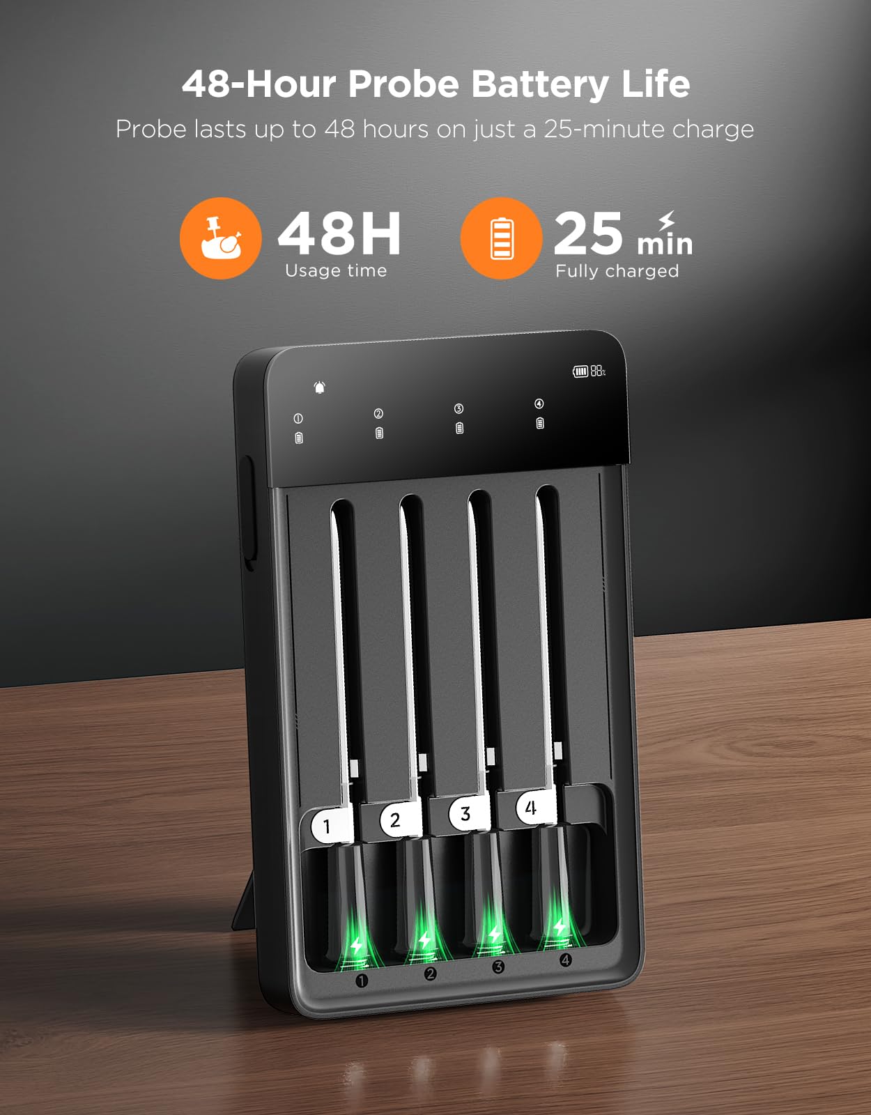 GoveeLife Bluetooth Wireless Meat Thermometer with 4 Probes, WiFi Unlimited Range, ±1.8℉ Accuracy, IP68 Waterproof Real Time Monitoring Digital Food Thermometer for Kitchen, BBQ, Grill, Oven, Smoker