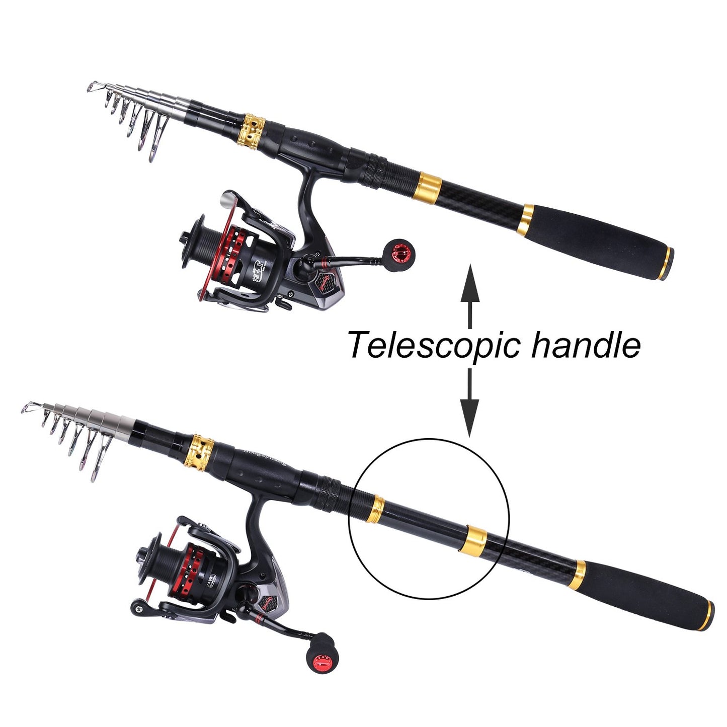 Sougayilang Fishing Rod Reel Combo with Telescopic Fishing Pole Spinning Reel Carrier Bag